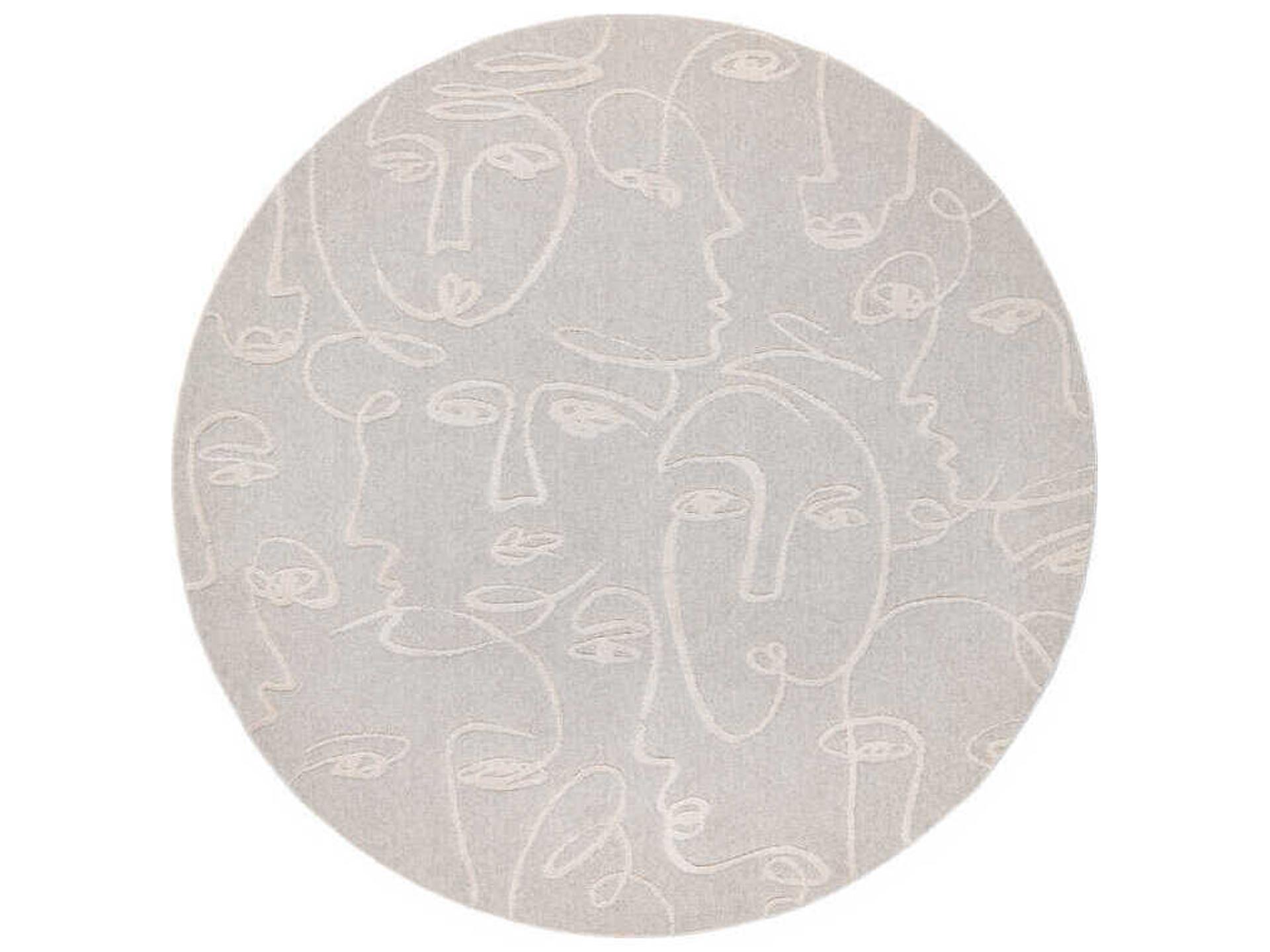 Faces Graphic Area Rug with Wool and Polyester Blend