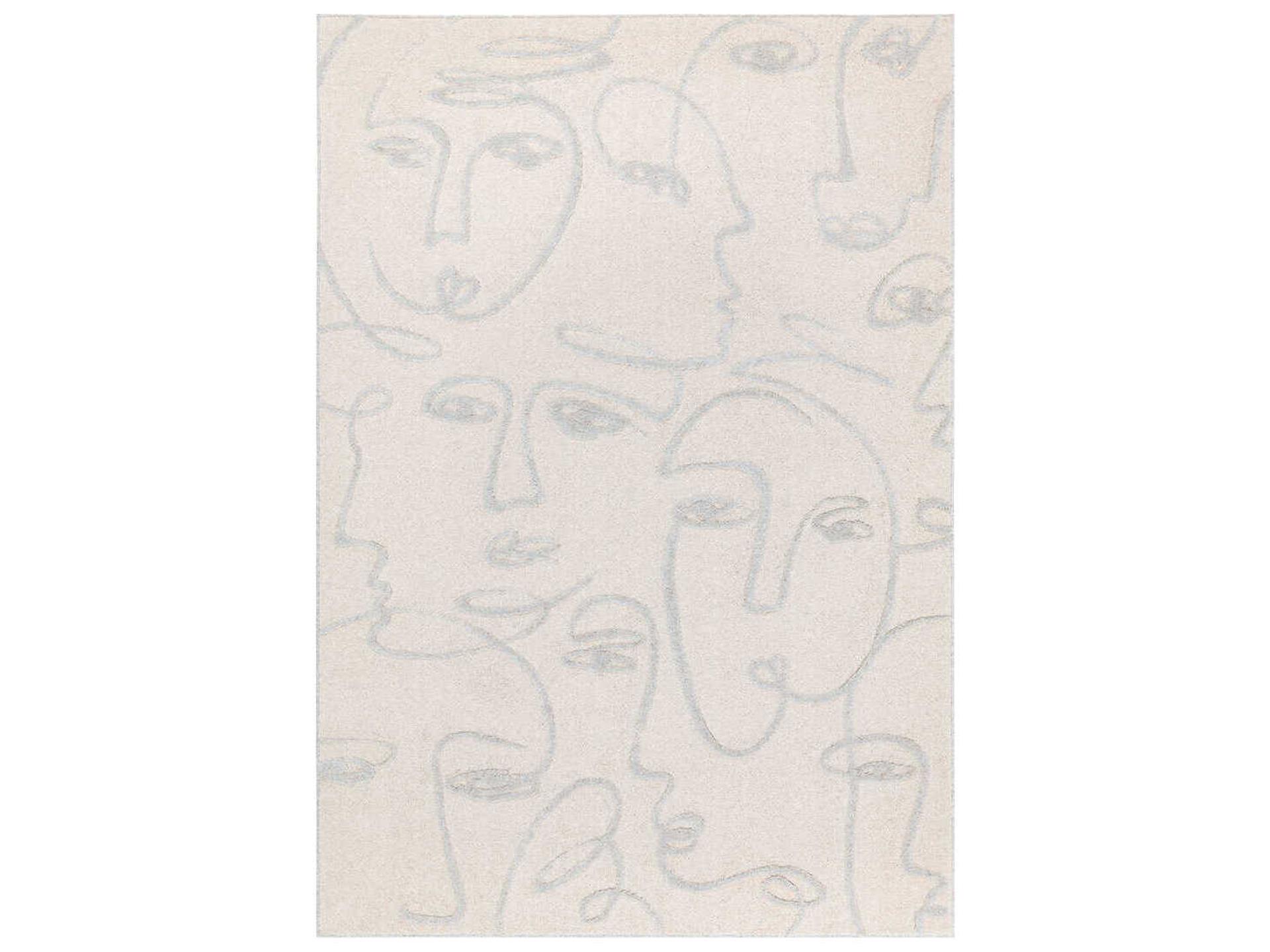 Faces Graphic Area Rug with Wool and Polyester Blend