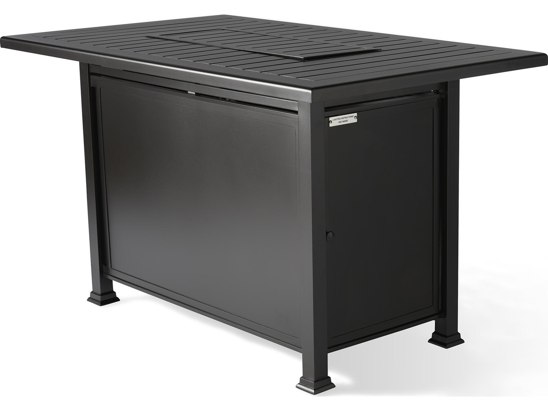 Pasa Robles Outdoor Patio Fire Pit Tables F-top Aluminum Rectangular Outdoor Patio Fire Pit Table