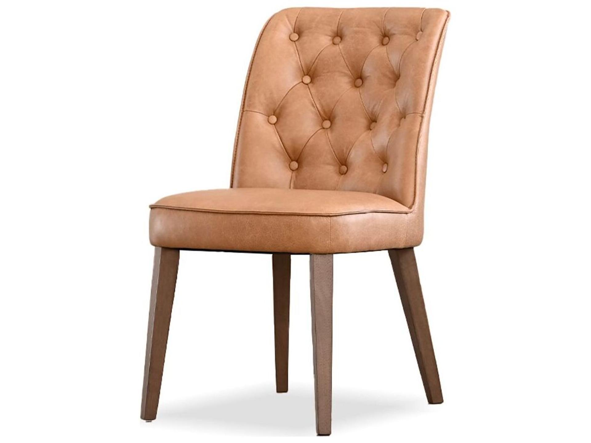 Roulette Brown Leather Armless Dining Chair