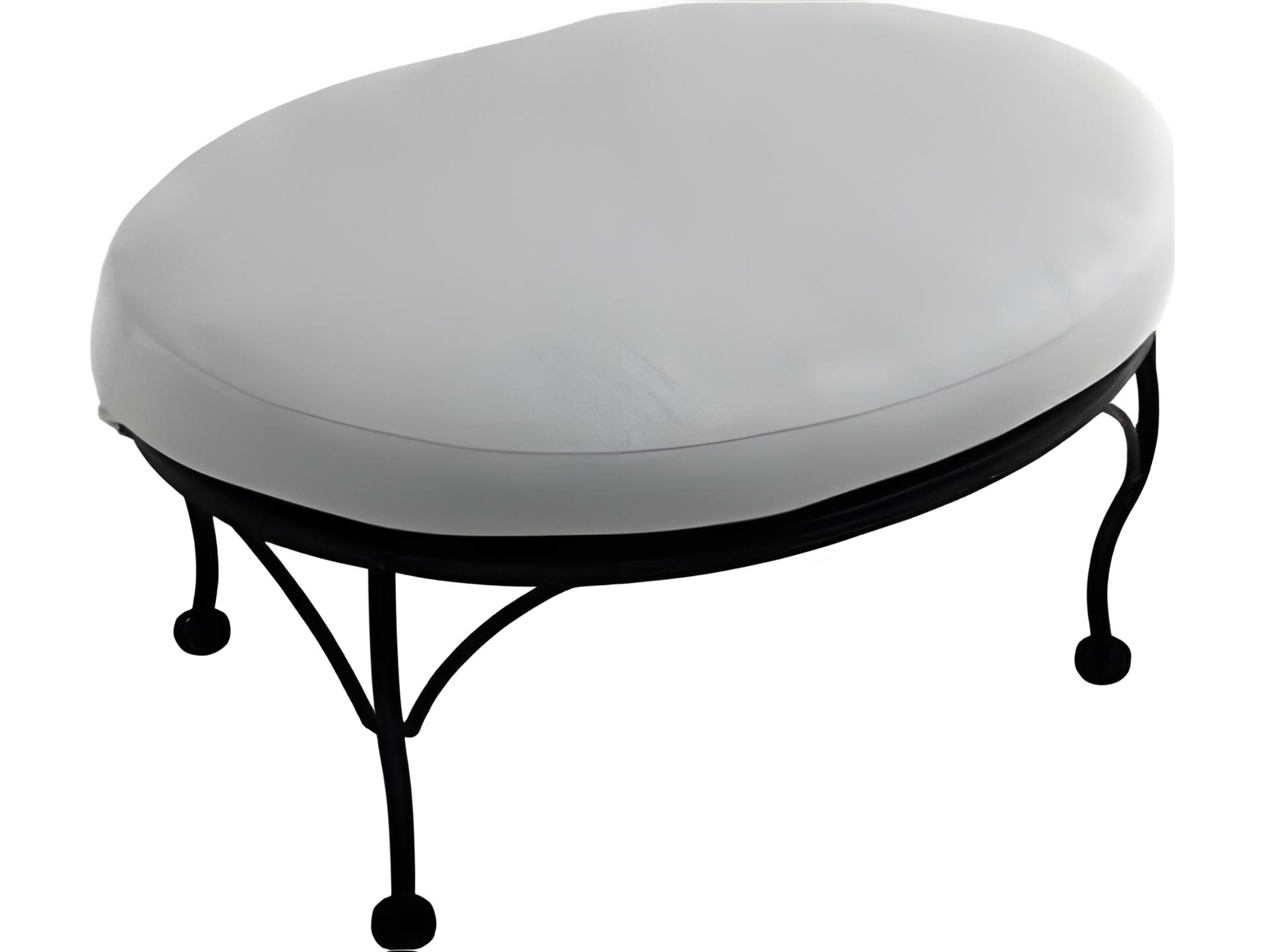 Grayson Wrought Iron Cushion Outdoor Ottoman with Customizable Finish
