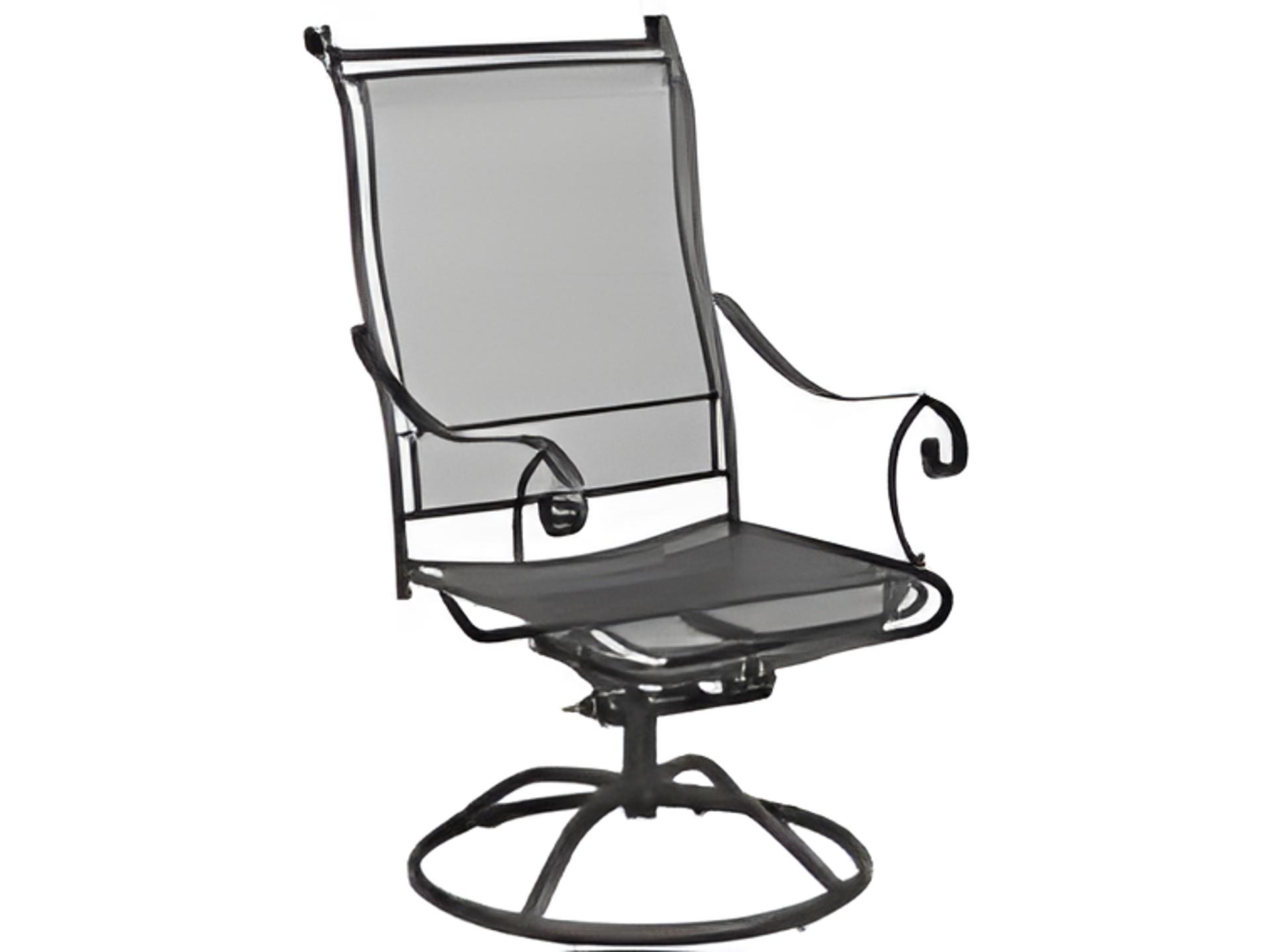 Alexandria Wrought Iron Swivel Rocker Outdoor Dining Arm Chair
