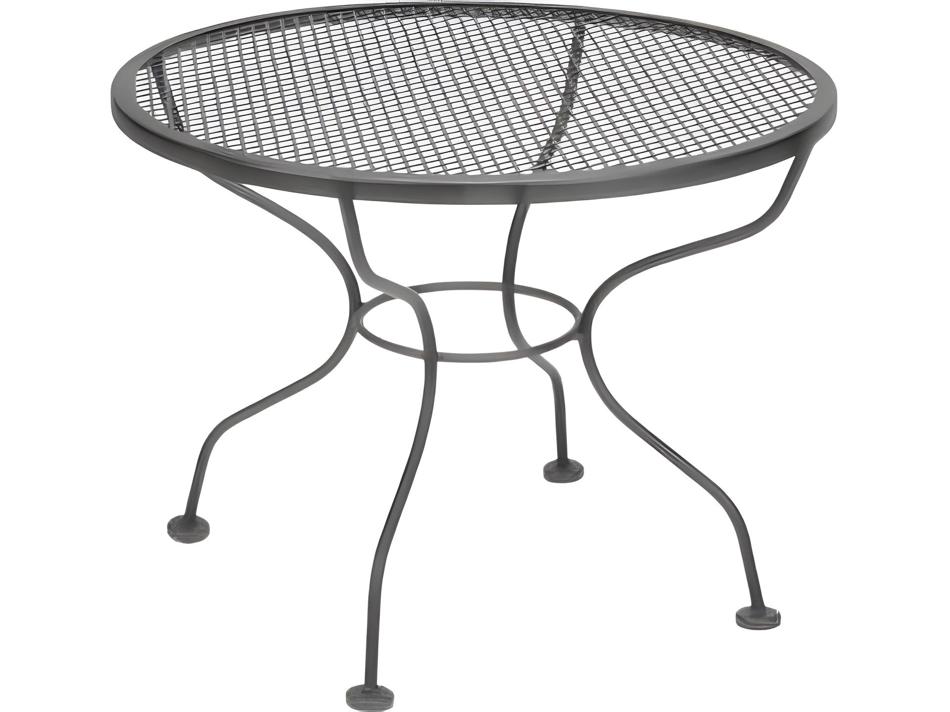 Micro Mesh Wrought Iron 24-Inch Round Coffee Table in Charcoal