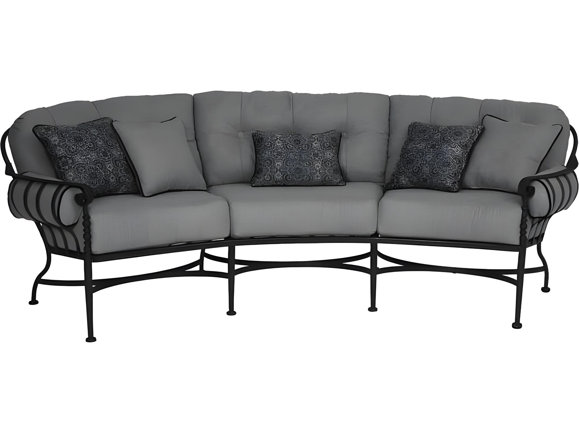 Meadowcraft Athens Deep Seating Wrought Iron Crescent Outdoor Sofa