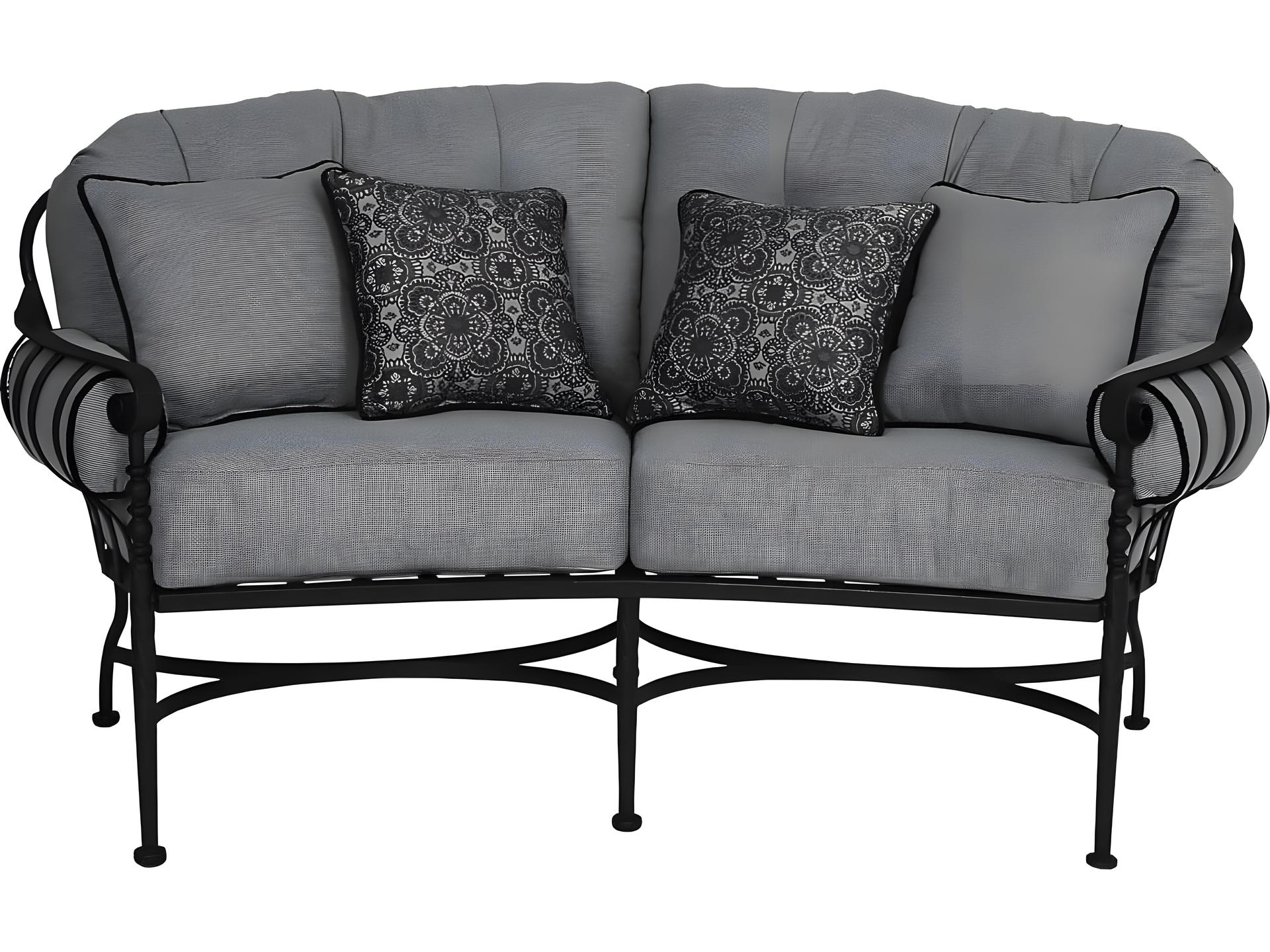 Athens Crescent Outdoor Wrought Iron Loveseat Sofa