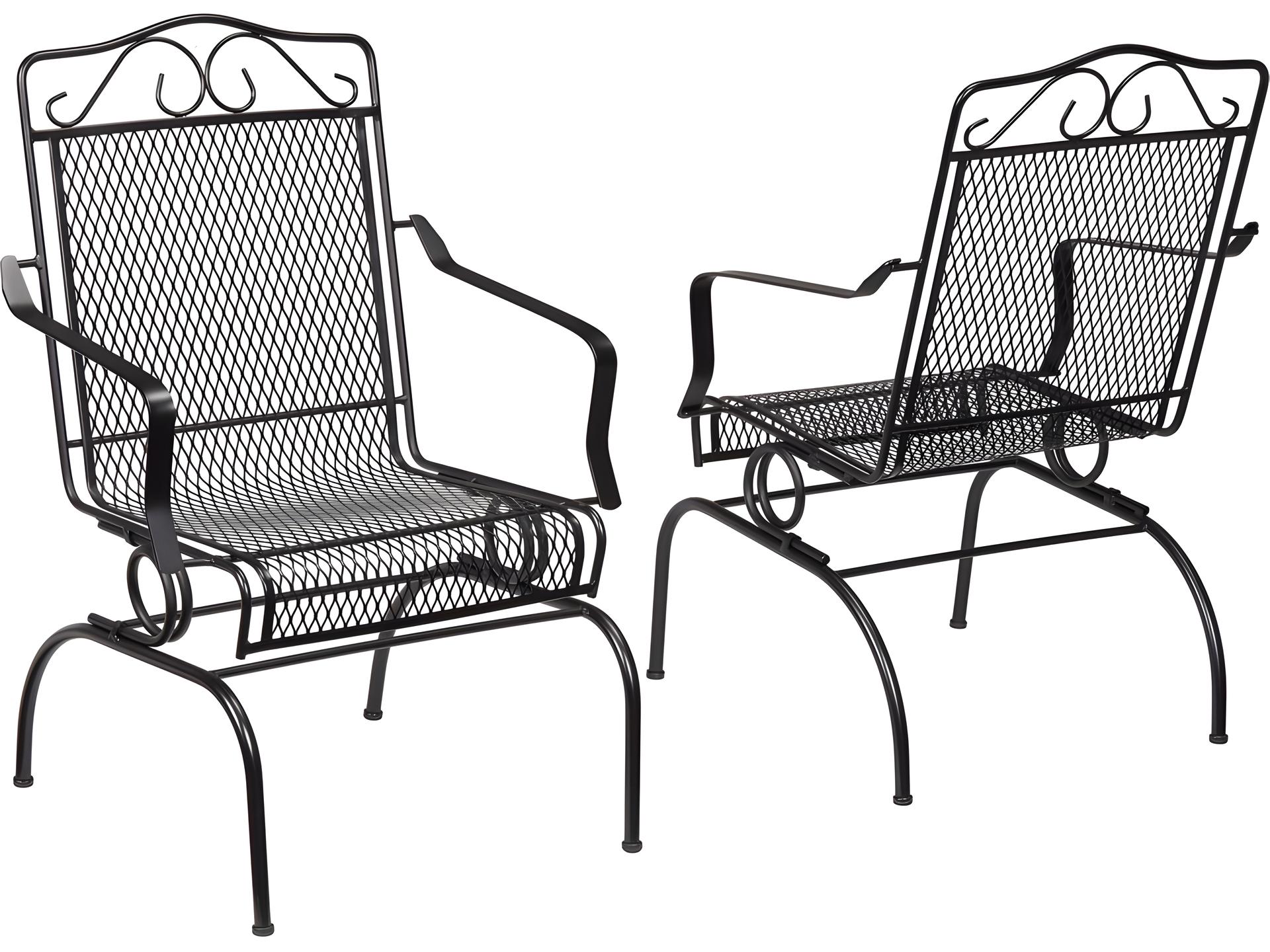Summer Breeze Wrought Iron Outdoor Action Chair Set of 2