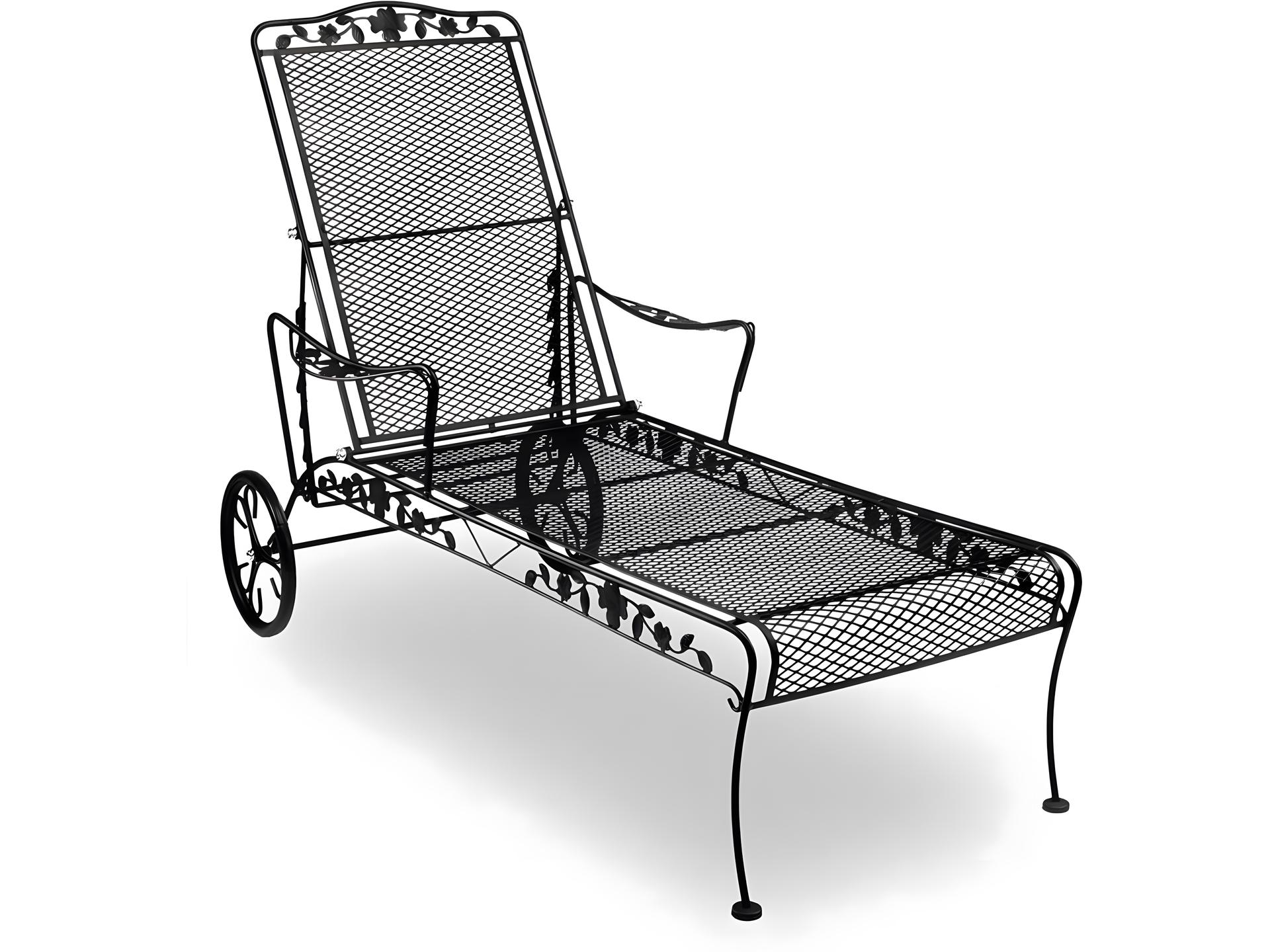 Dogwood Wrought Iron Outdoor Chaise Lounge Adjustable