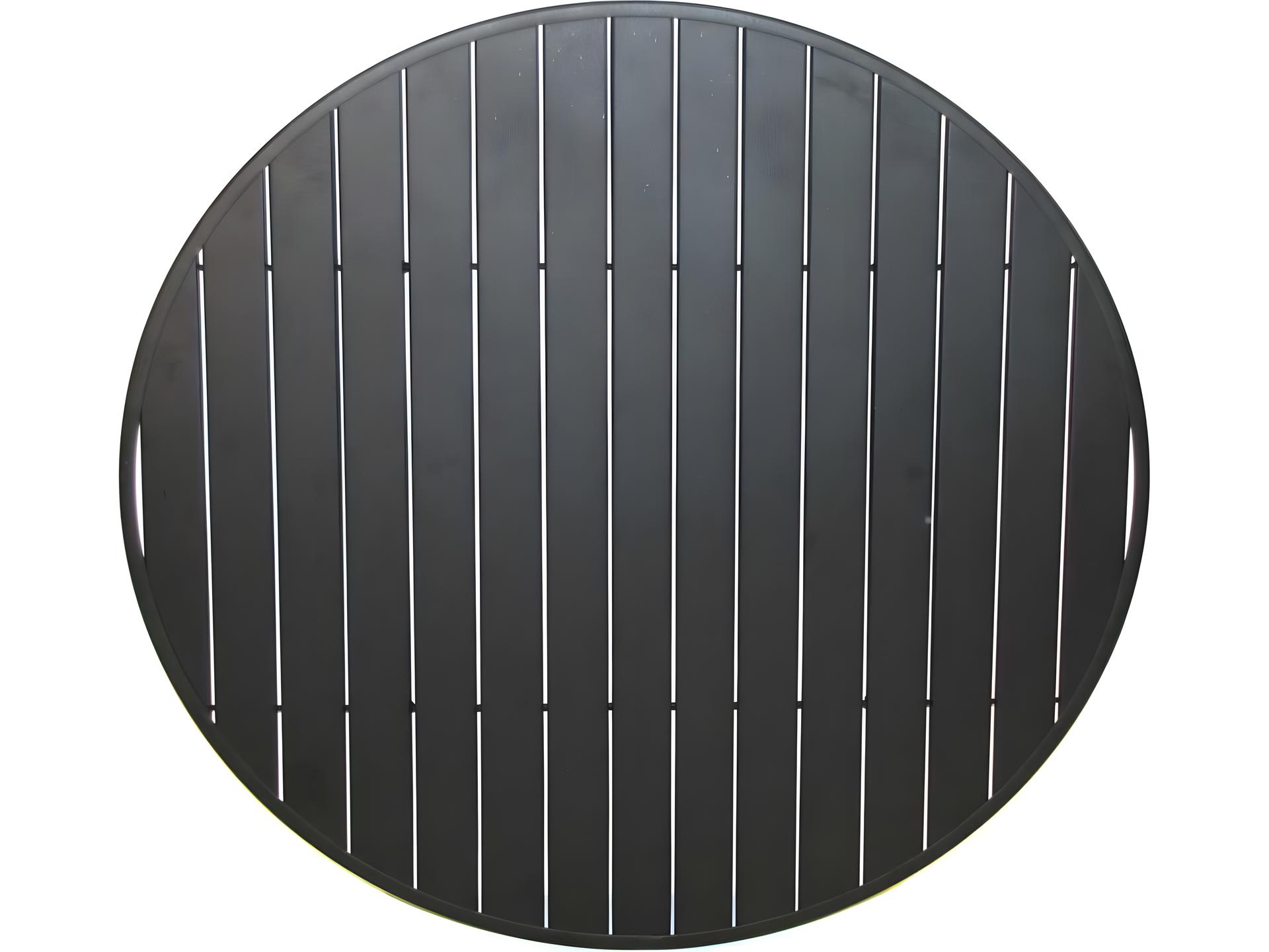 Slat Wrought Iron 45-Inch Round Outdoor Table Top in Charcoal Finish