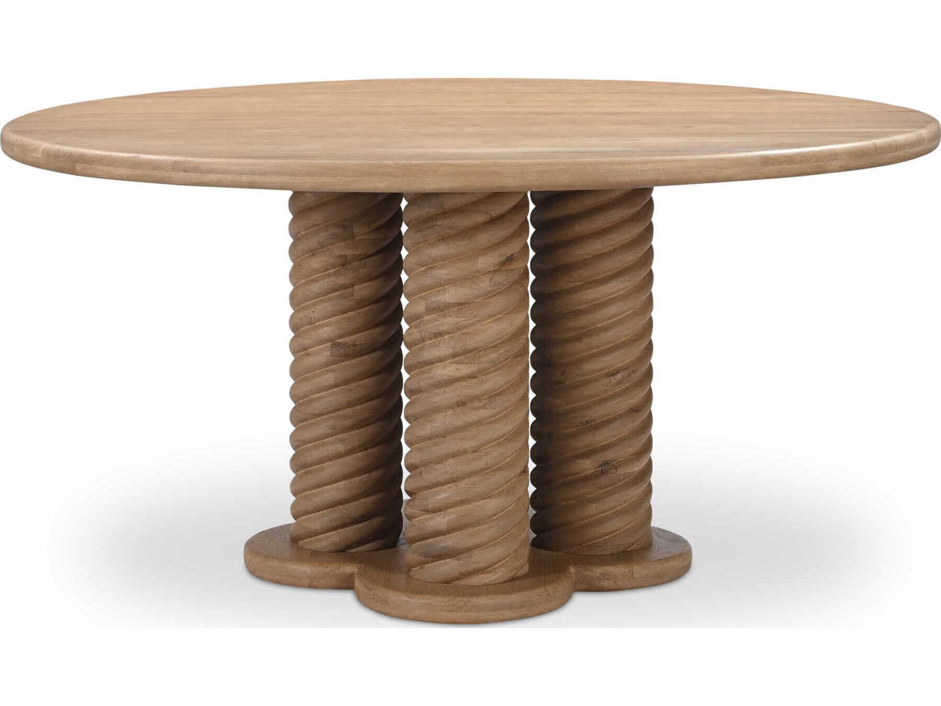 Treccia Round Wood Natural Dining Table