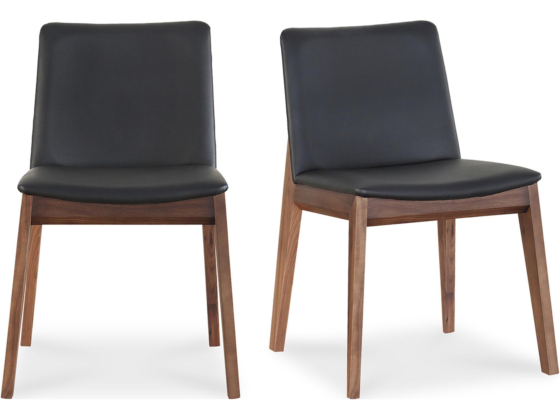 Deco Walnut Wood Brown Side Dining Chair - Set of Two