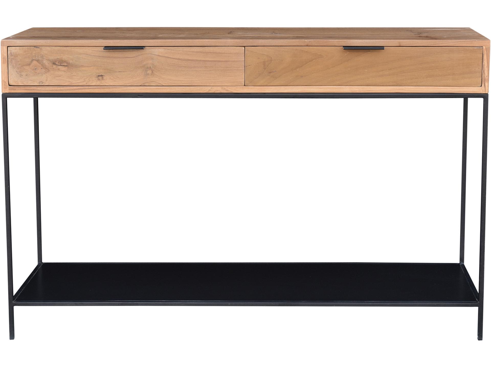 Joliet Console Table Natural Teak Wood and Metal