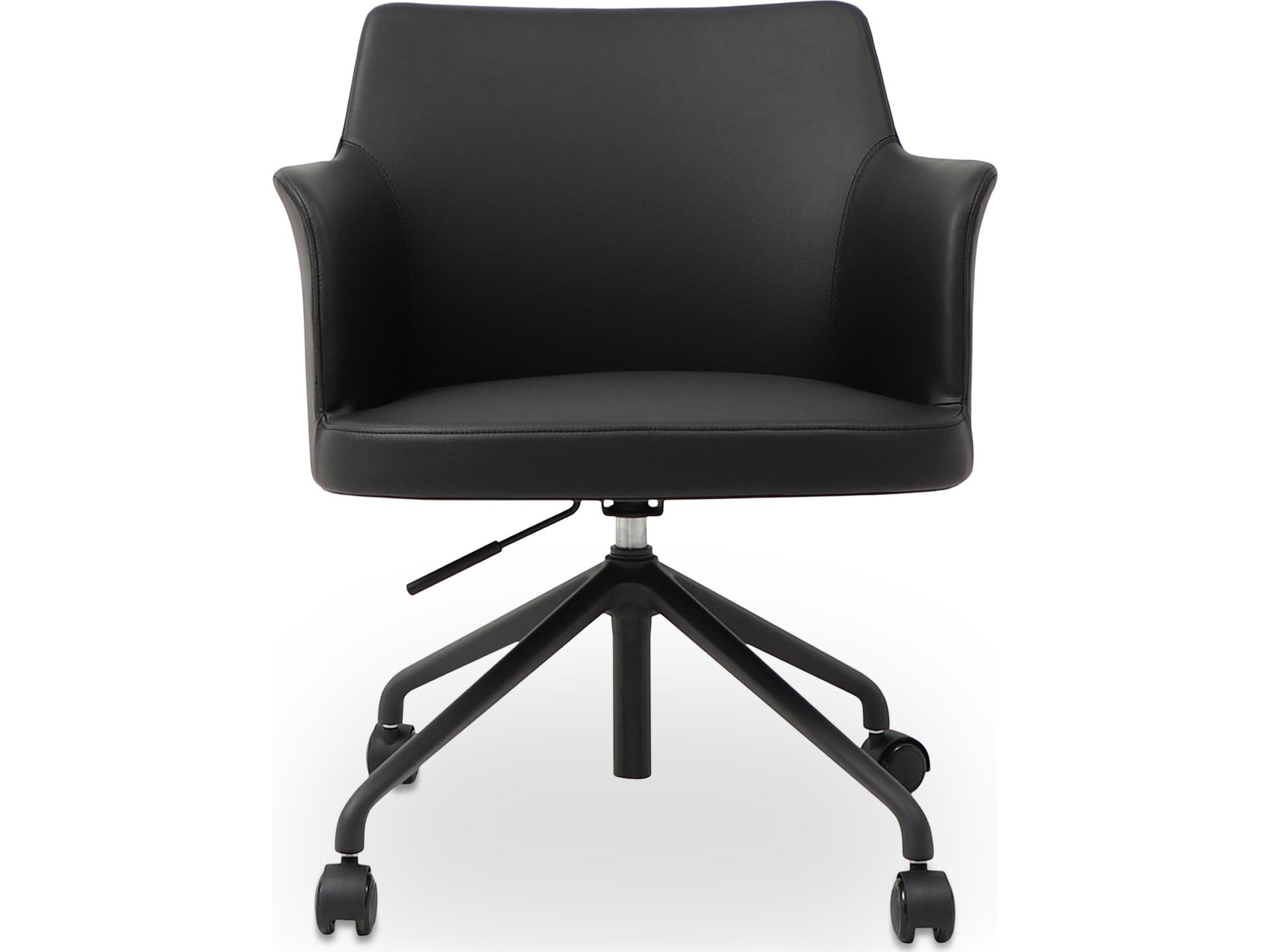 Moe's Home Morris Black Faux Leather Adjustable Swivel Office Chair