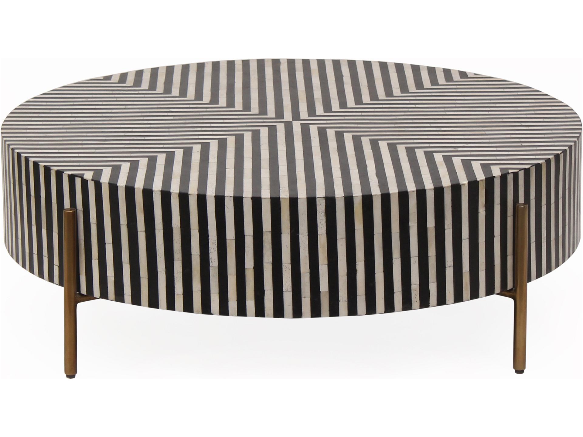 Round Black White Brass Coffee Table