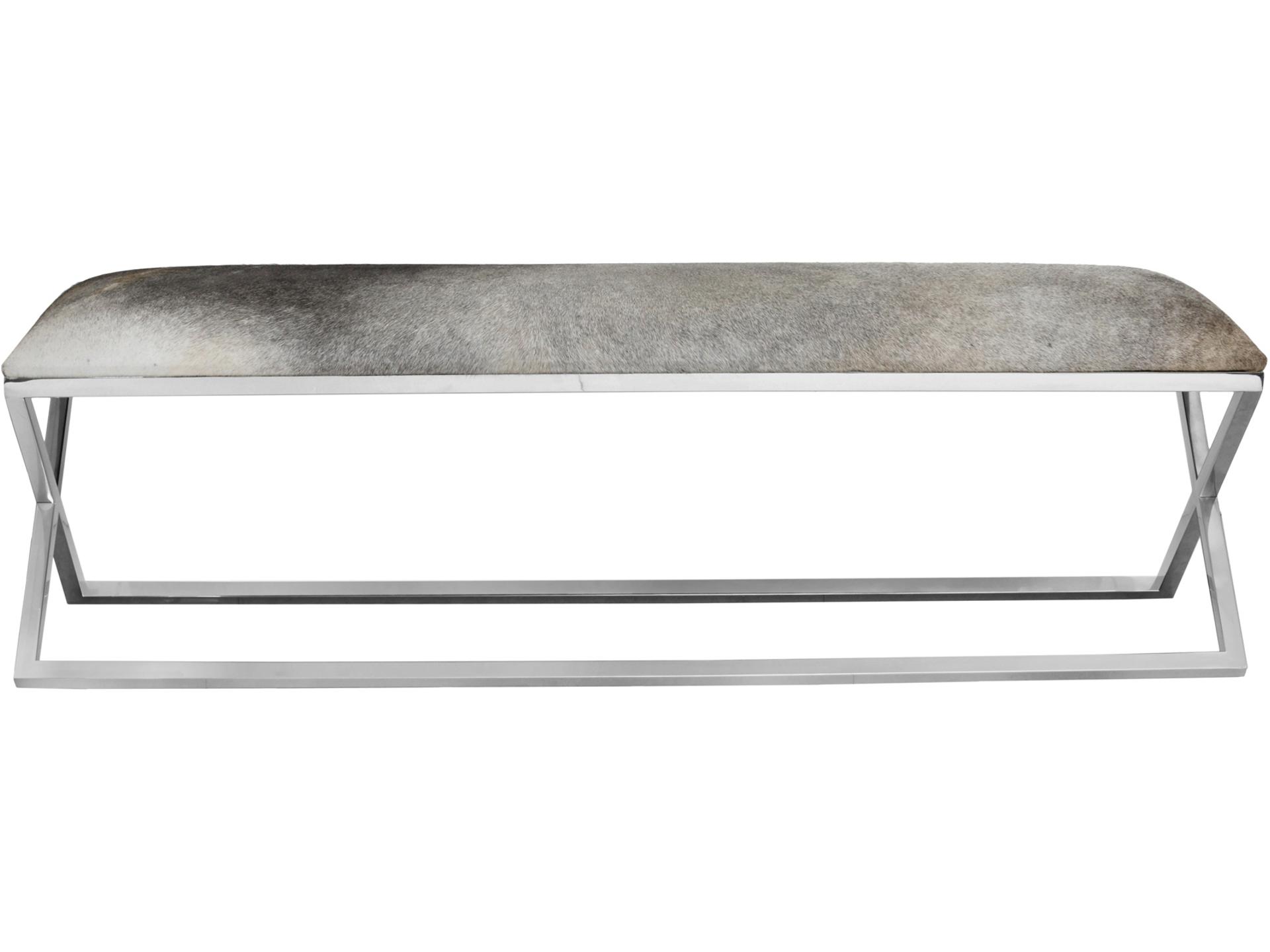 Rossi Grey Leather Accent Bench