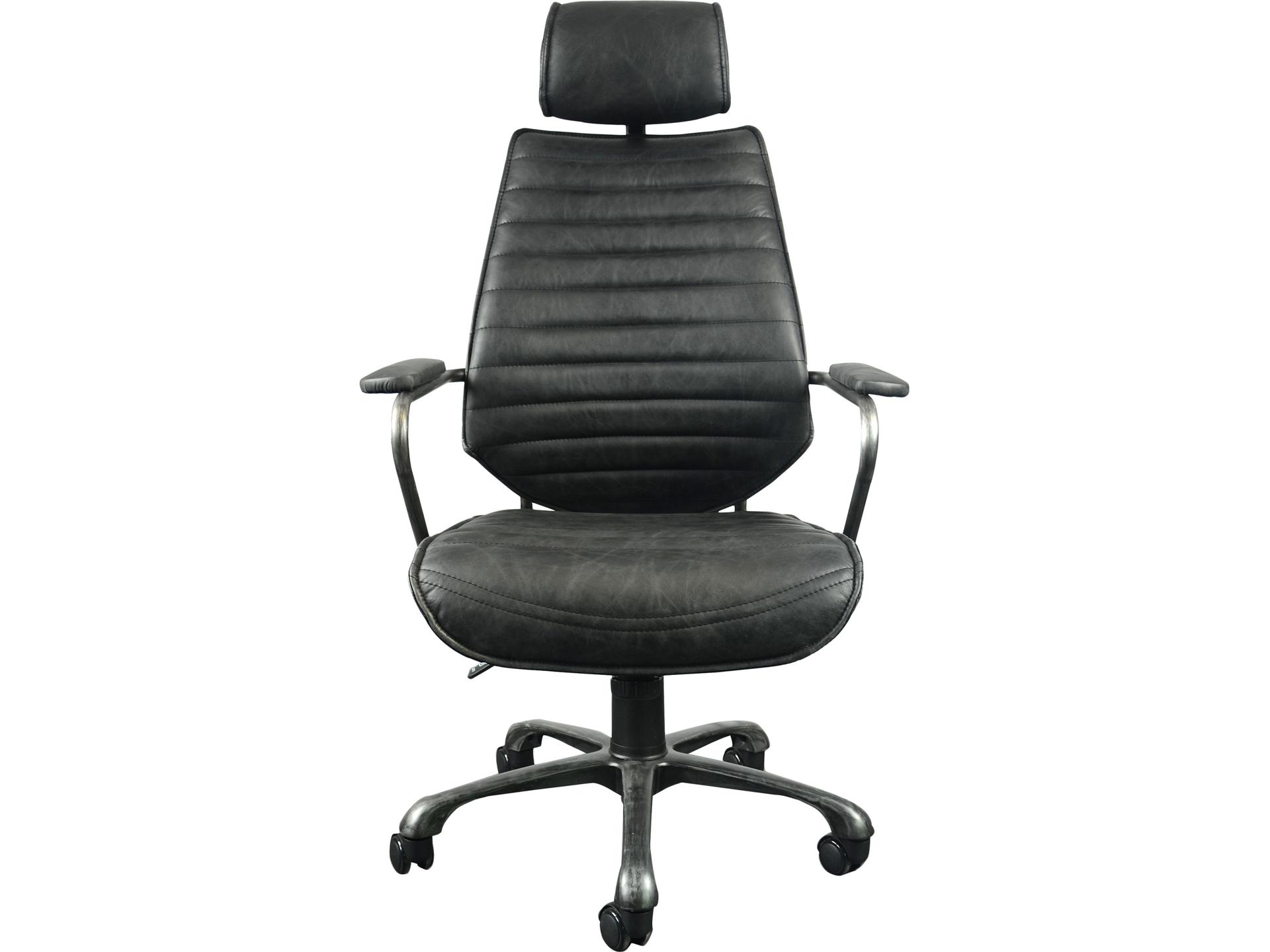Executive Swivel Office Chair in Onyx Black Leather