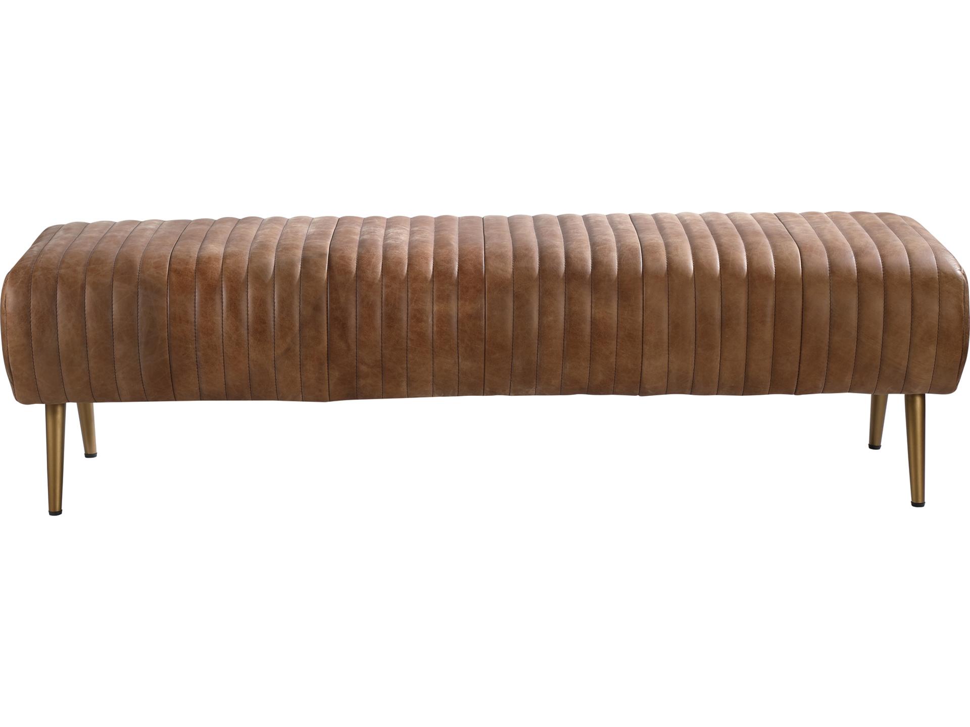 Moe's Home Cappuccino Brown Leather Accent Bench