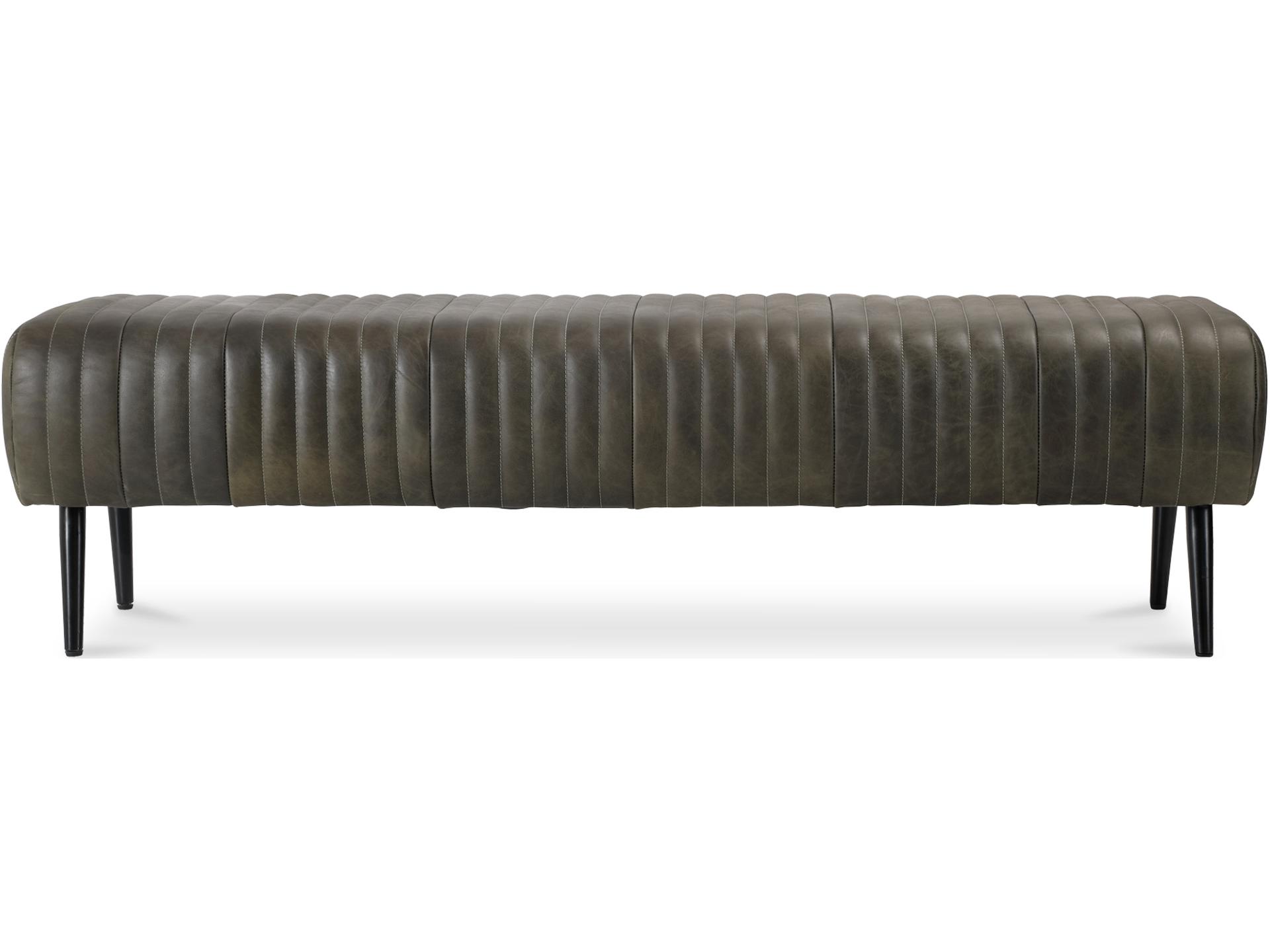 Endora Olive Green Leather Accent Bench