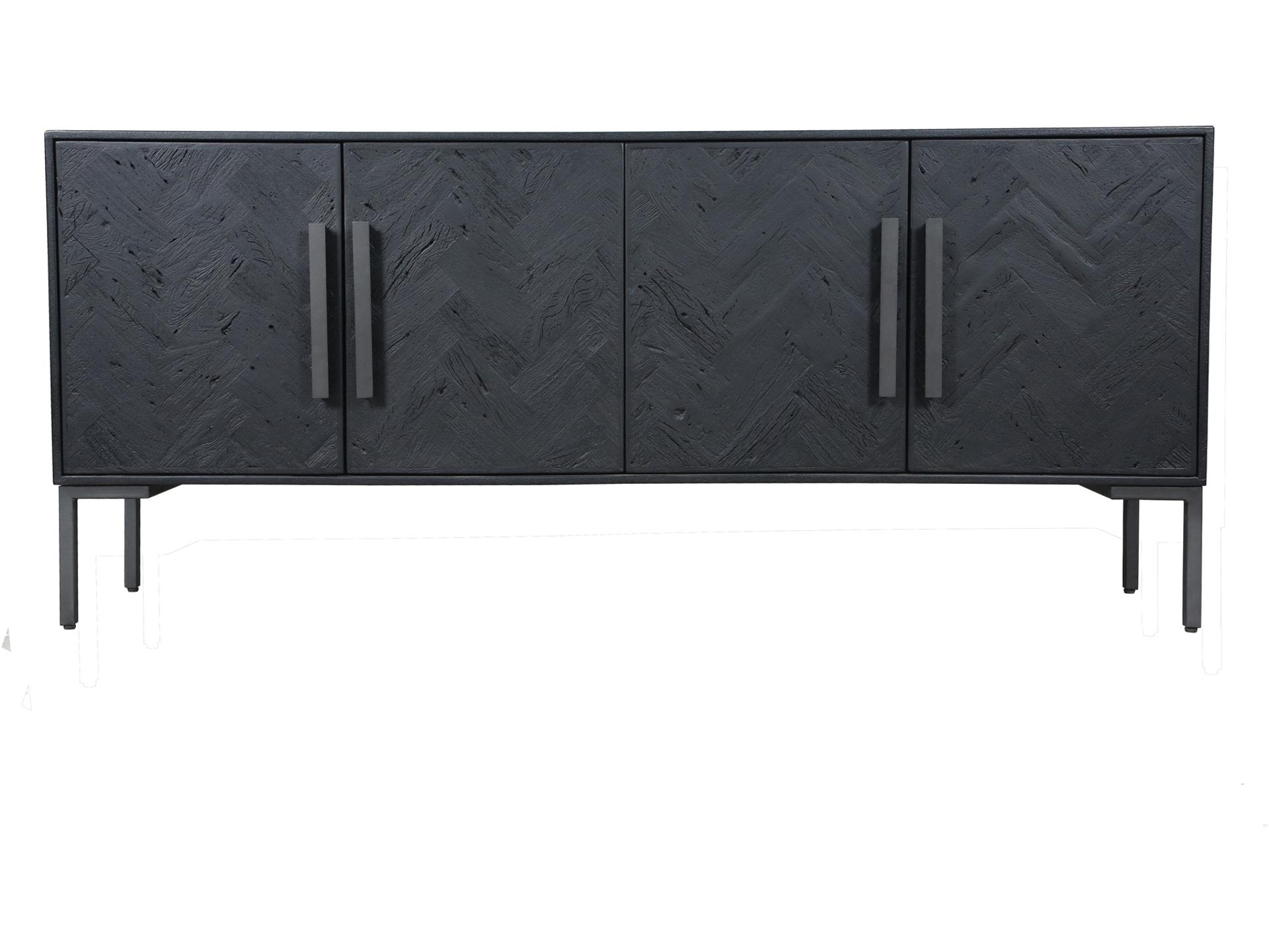 Fishbone Sideboard Black Reclaimed Wood