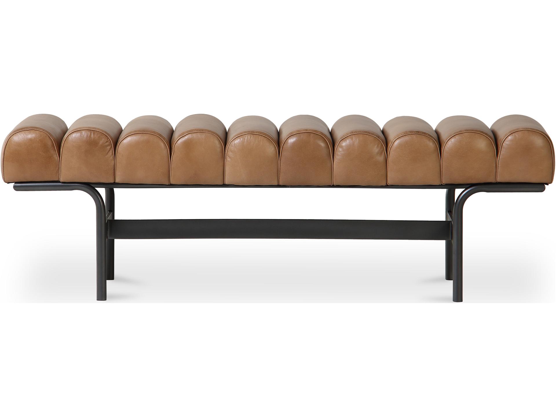 Harrison Leather Bench Modern Tan