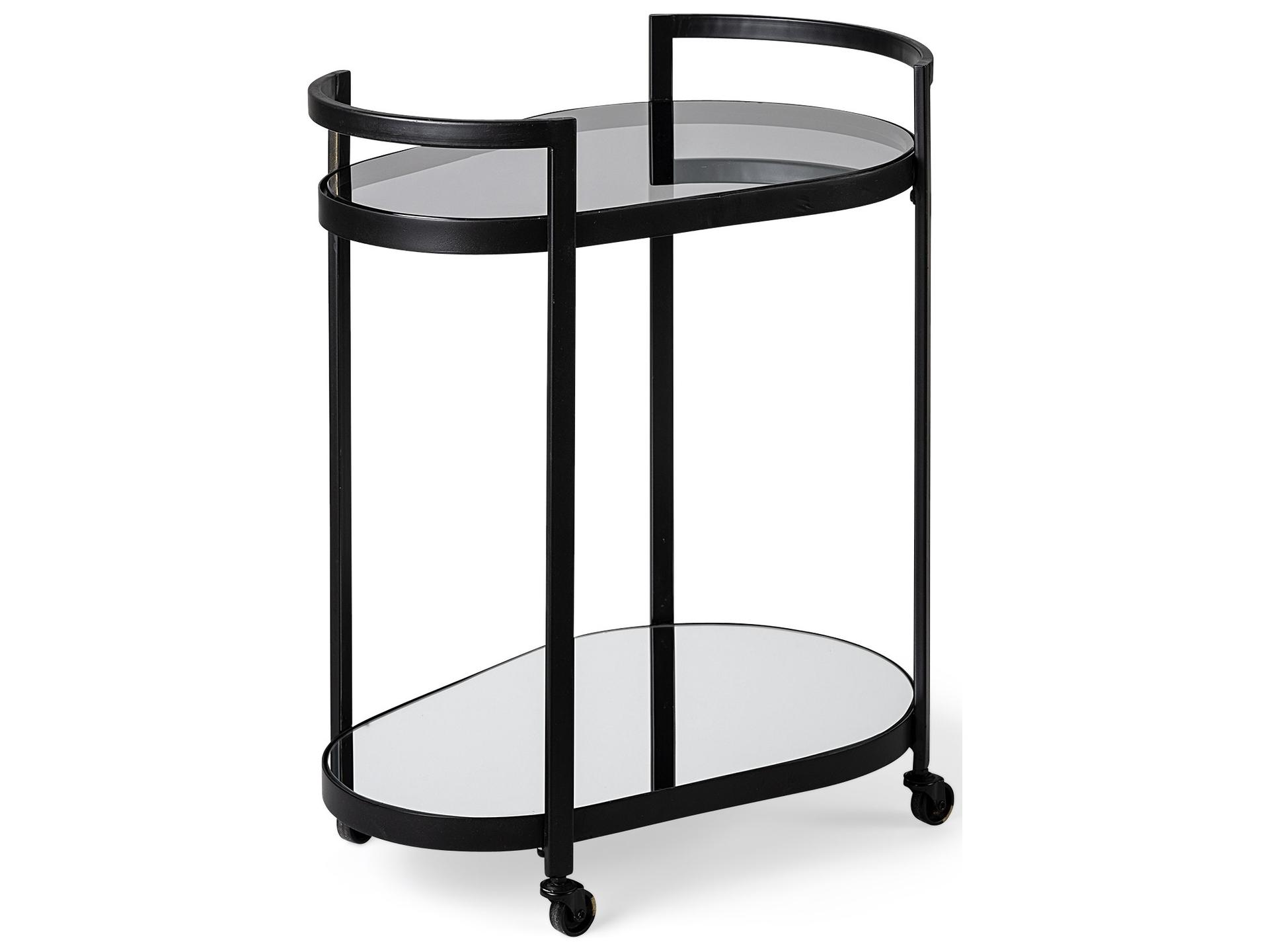 Eleonore Black Metal Frame Two-Tier w/Glass Shelves Bar Cart