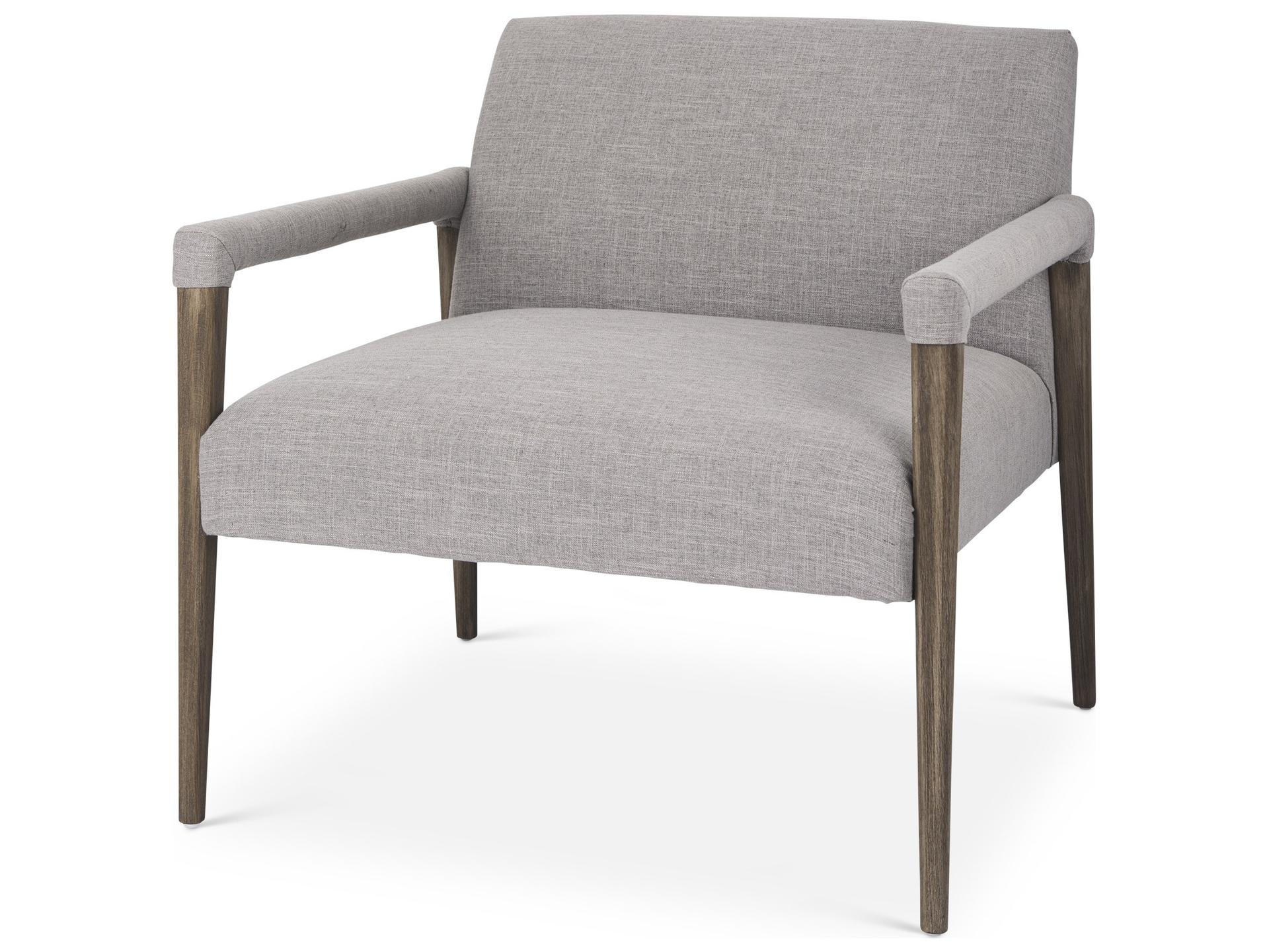 Palisades Gray Fabric w/ Brown Wood Frame Accent Chair
