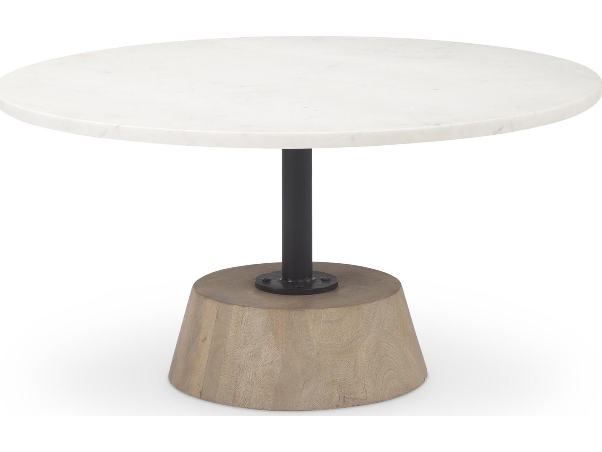 Maxwell  Marble Top Pedestal Base Round Coffee Table