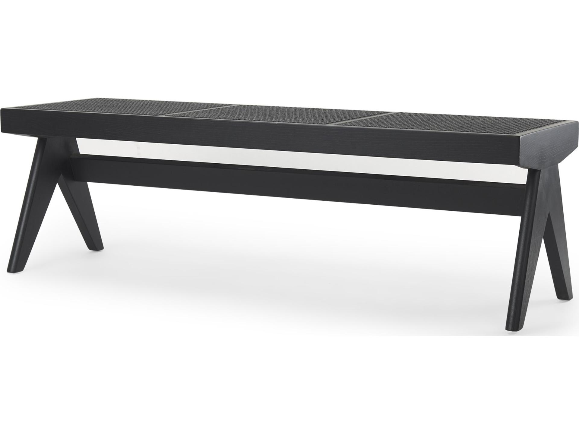 Arvin 59.1L x 17.7W x 18.1H Black Wooden Bench