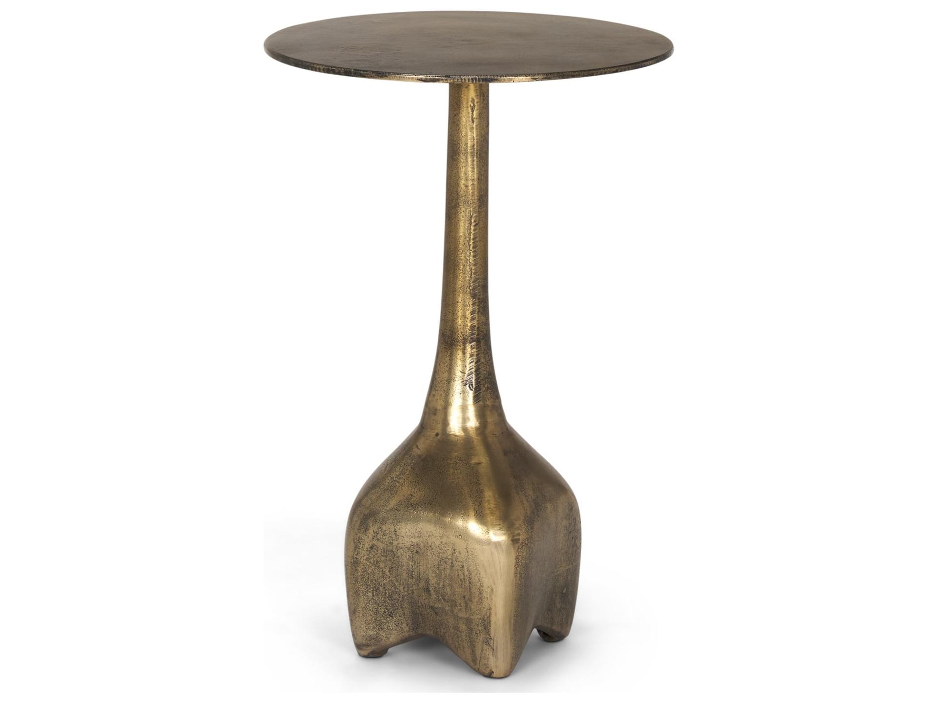 Risha Small Gold Metal Accent Table