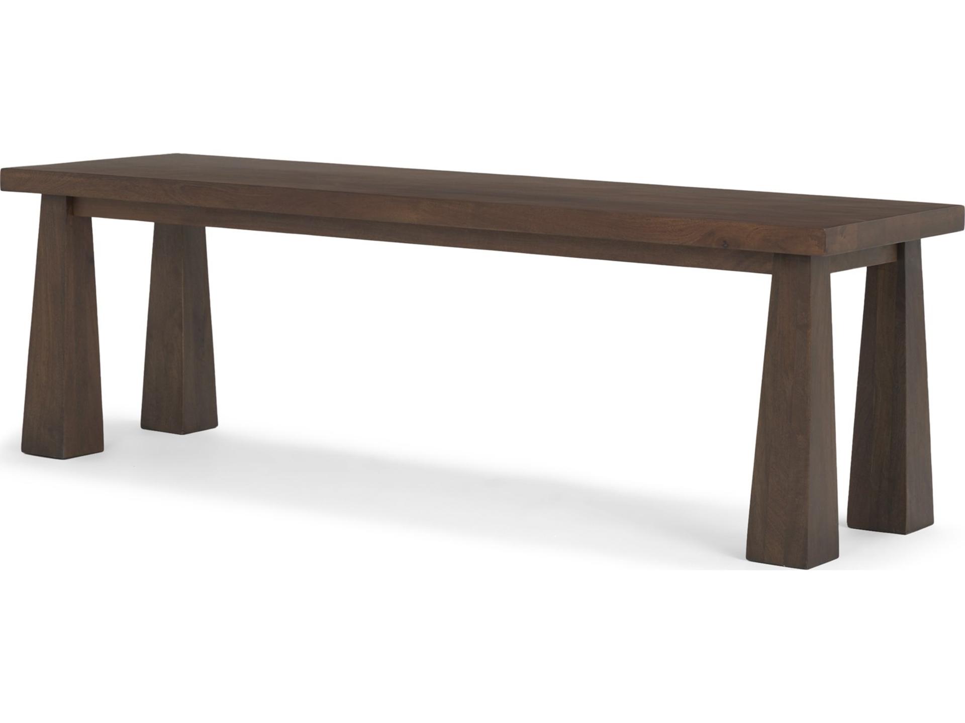 Wolcott Rectangular Dark Brown Solid Wood Bench