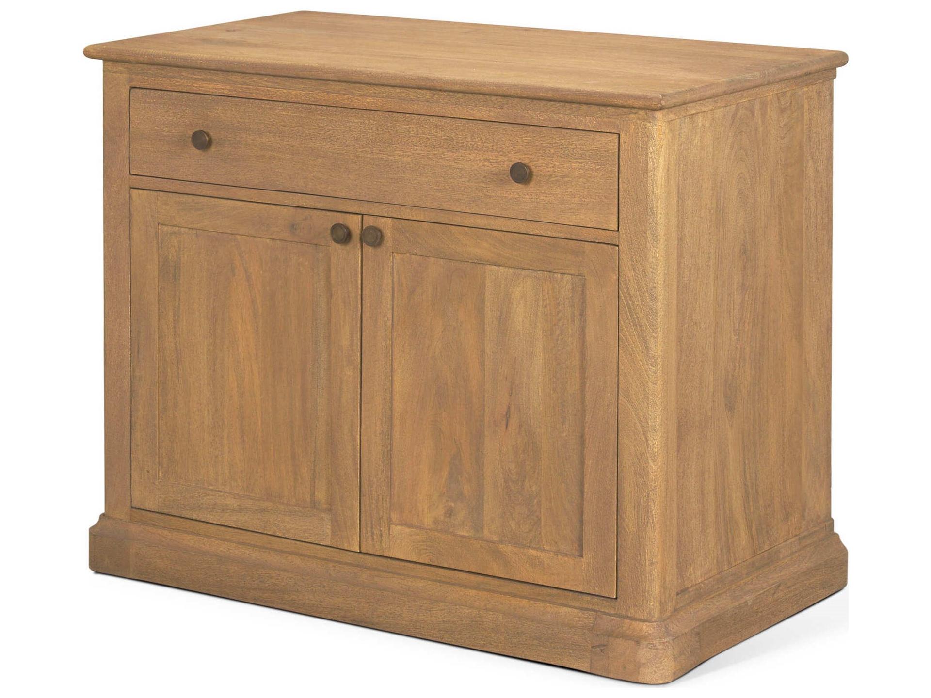 Baron Light Brown Solid Wood w/ Gunmetal Knobs 2-Door Accent Cabinet