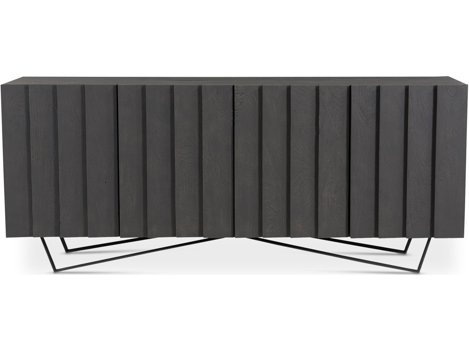 Mango Wood Sideboard 71 Inch Grey Sand Blasted Black