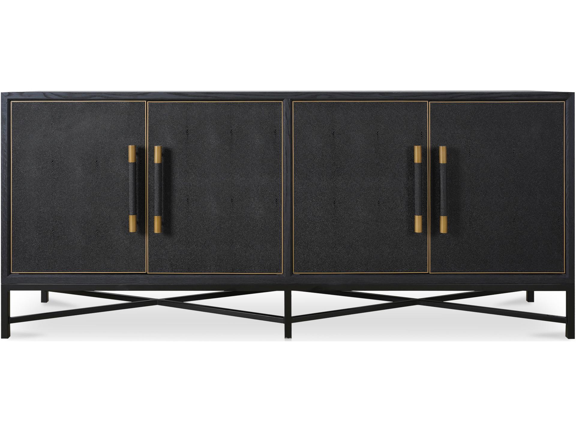 Mako Sideboard Black Oak and Vegan Leather