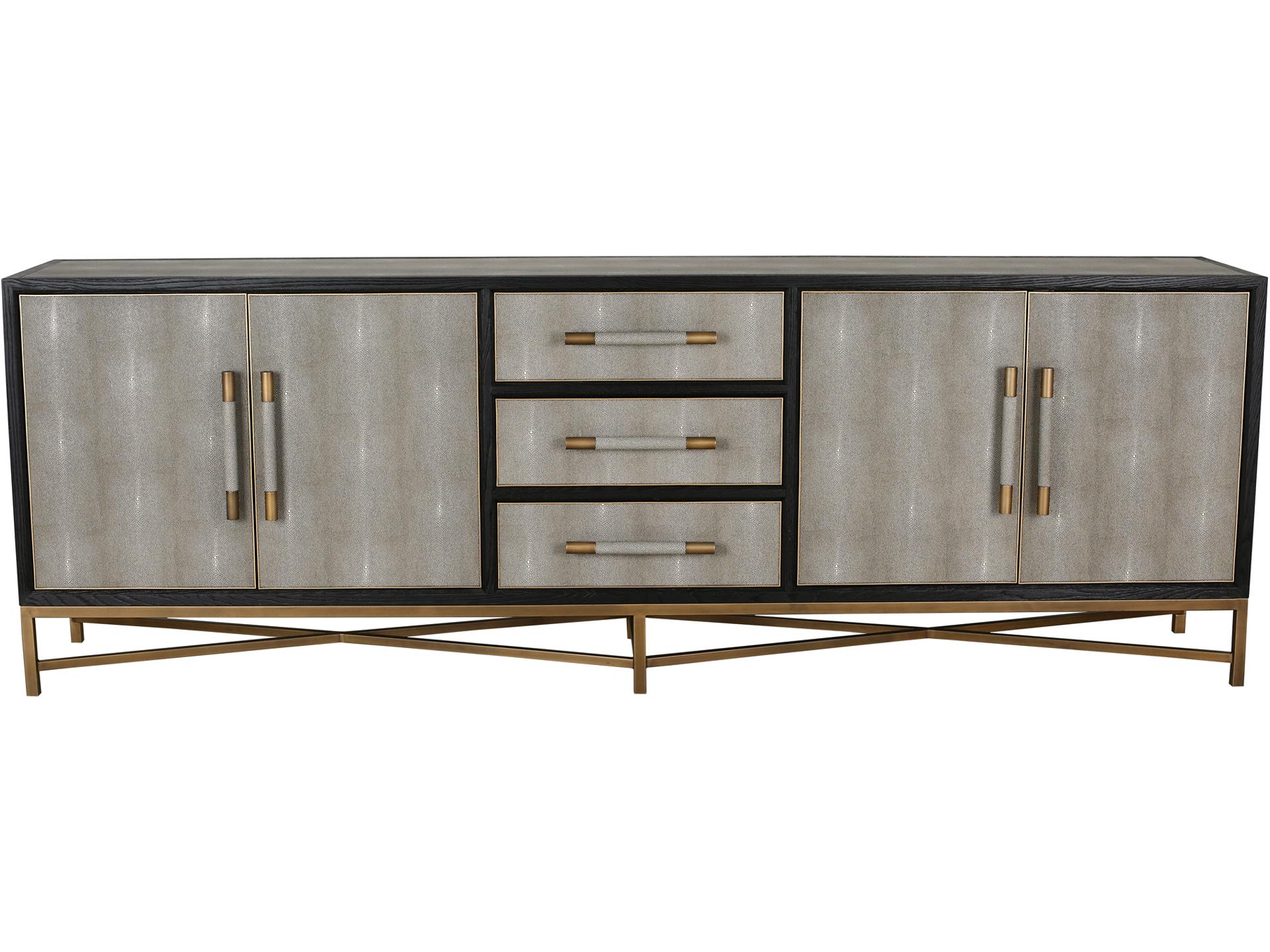 100" Oak Wood Grey Black Sideboard