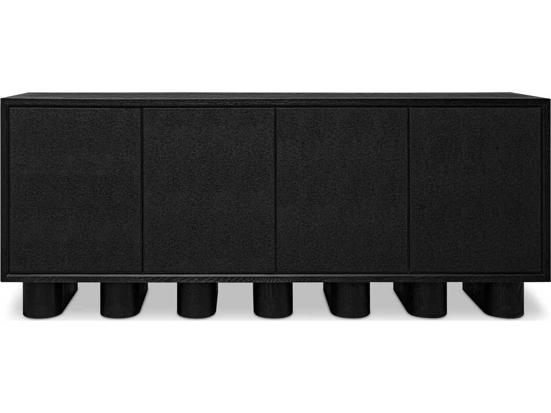 Marcelle 80" Oak Wood Black Sideboard