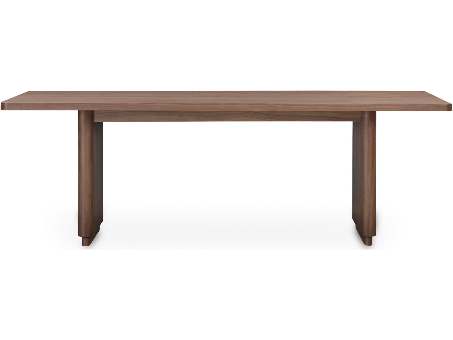 Round Off Rectangular Wood Brown Dining Table