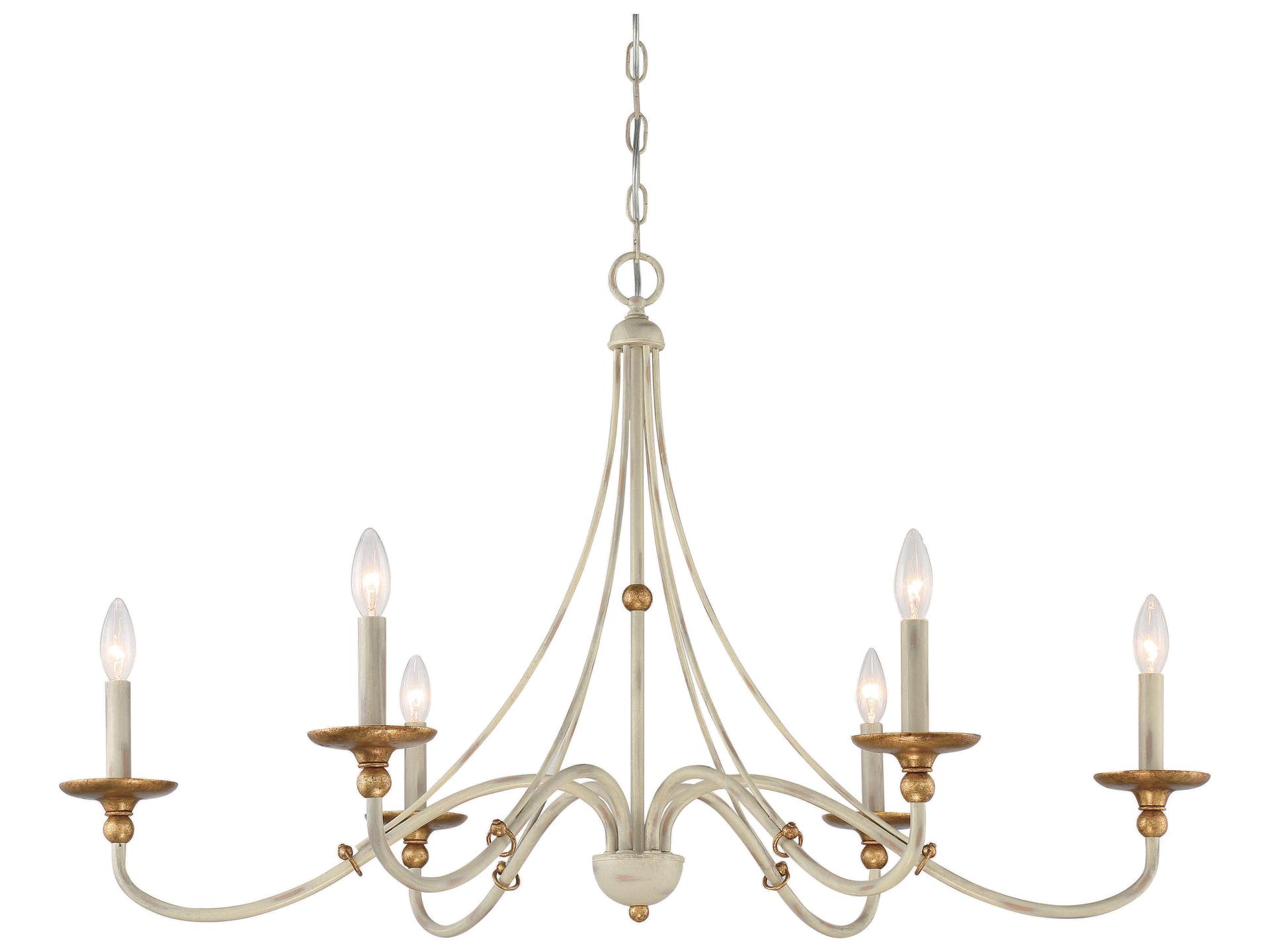 Minka-Lavery 6-Light Westchester County Chandelier in Farmhouse White with Gilded Gold Leaf