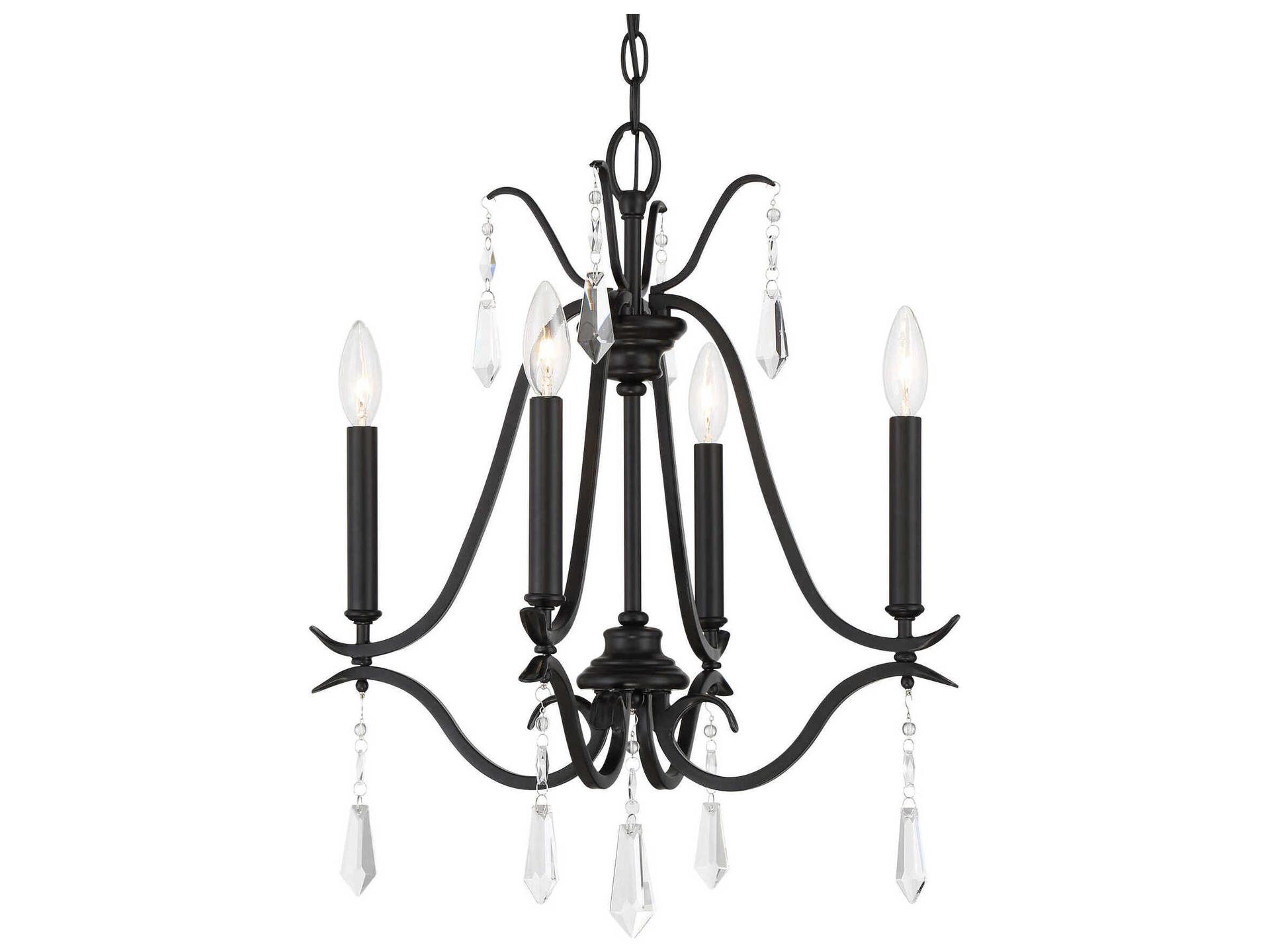 4-Light Laurel Estate Crystal Chandelier in Coal Black