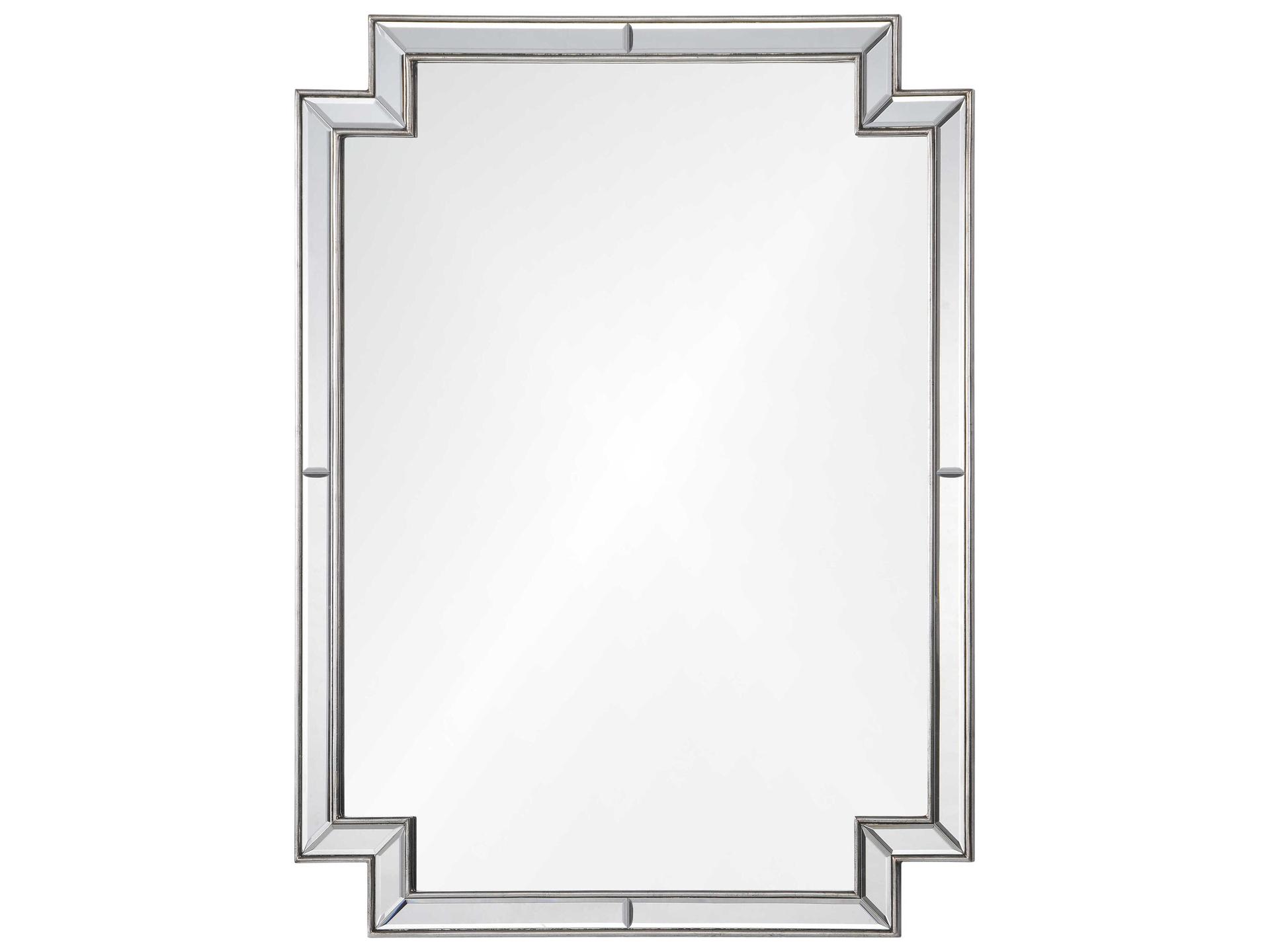 Distressed Silver Leaf Rectangular Wall Mirror with Elegant Frame