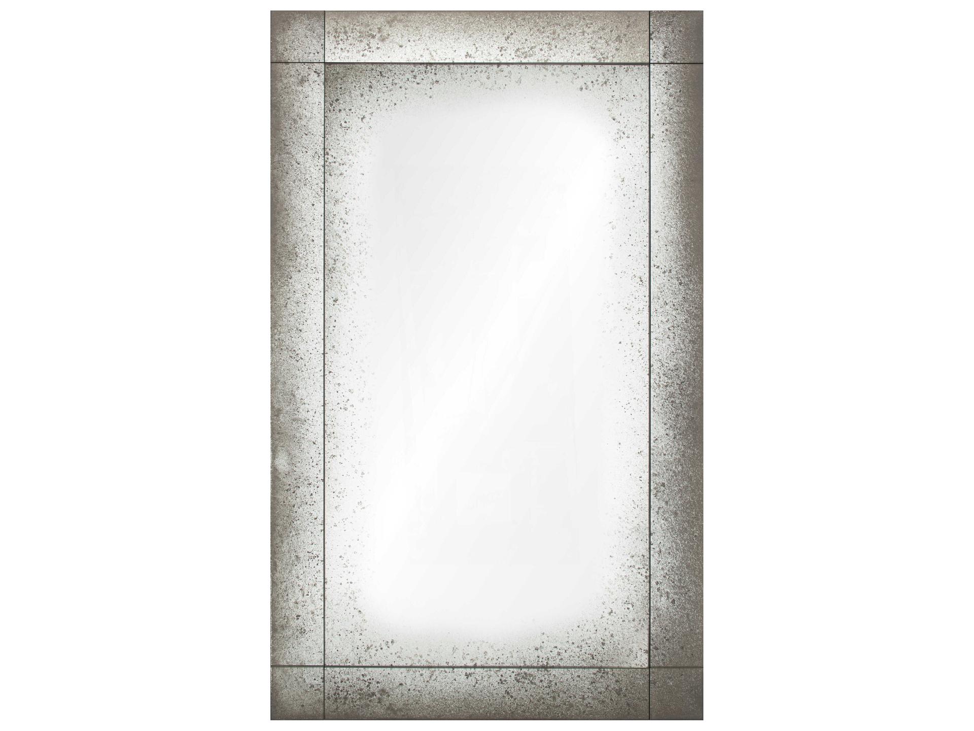 Antiqued Rectangular Wall Mirror with Non-Beveled Center
