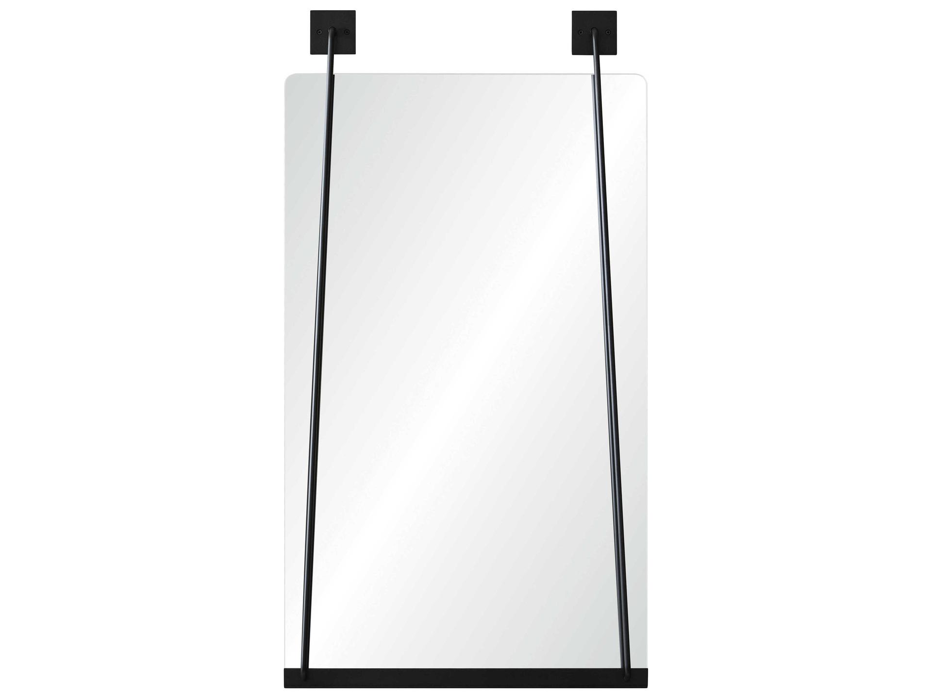 Black Nickel Rectangular Wall Mirror with Decorative Mounting Plates