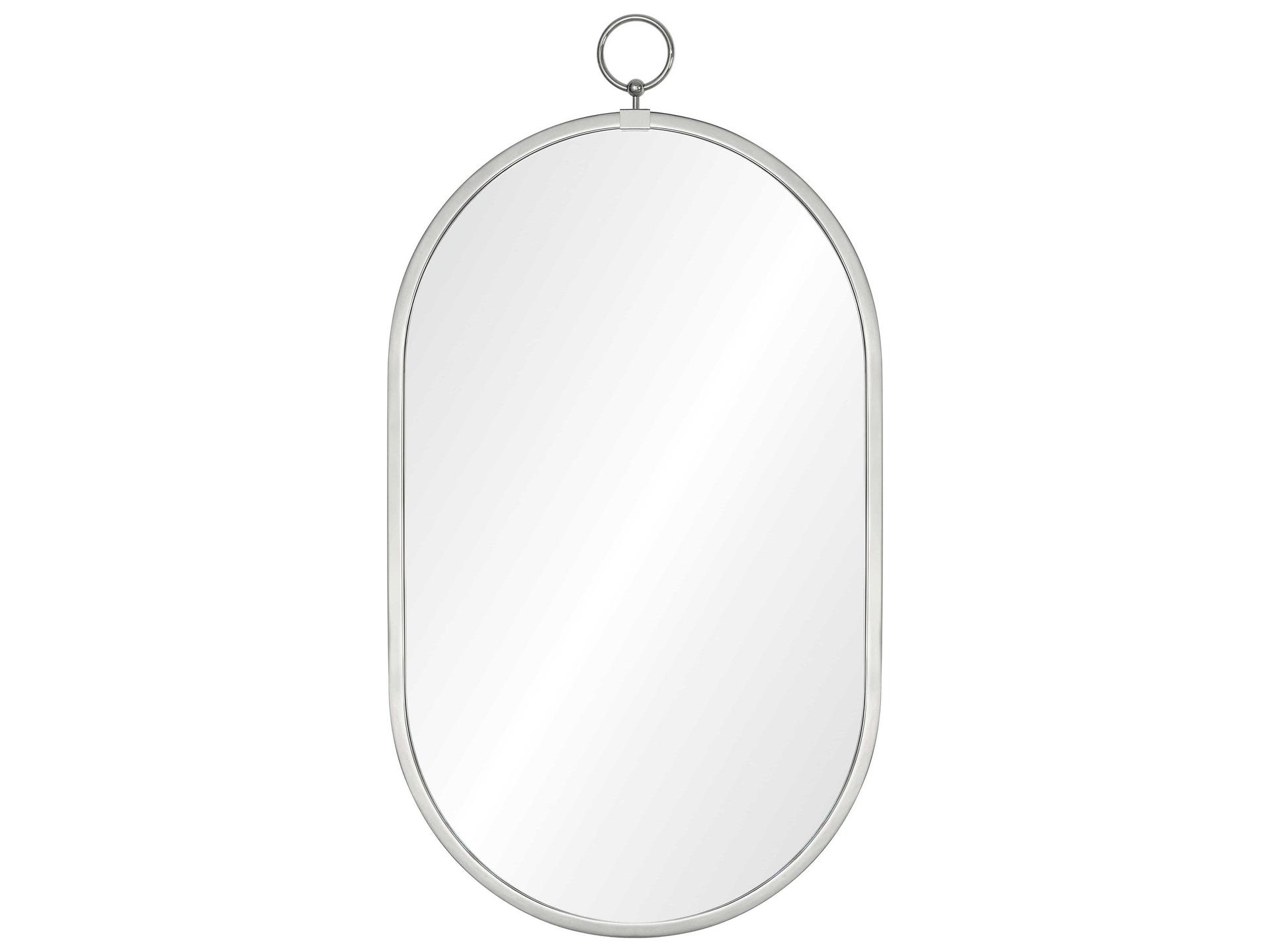 Polished Stainless Steel Oval Wall Mirror
