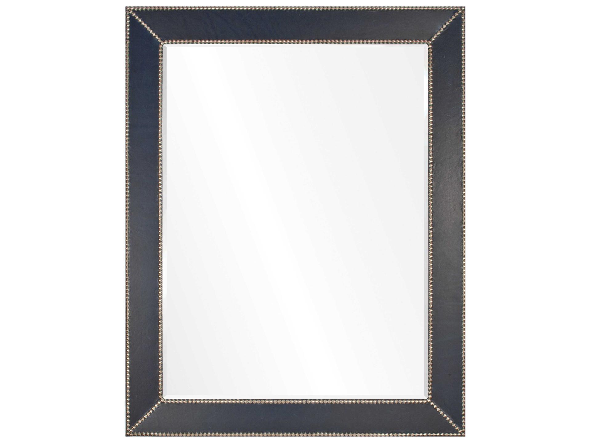 Barclay Butera Rectangular Wall Mirror with Blue Leather Frame