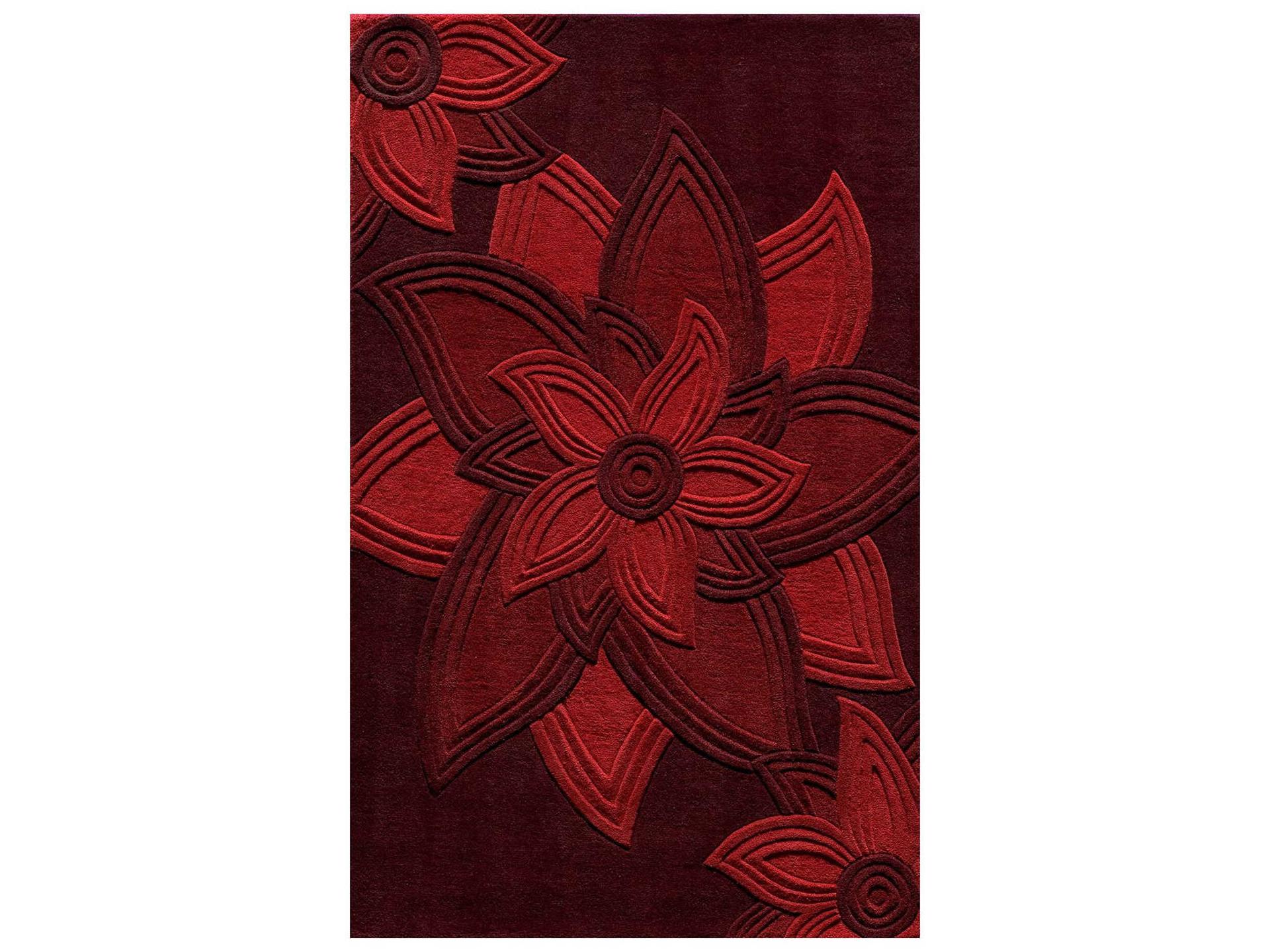 Delhi Hand-Tufted Wool Area Rug in Red Floral Design