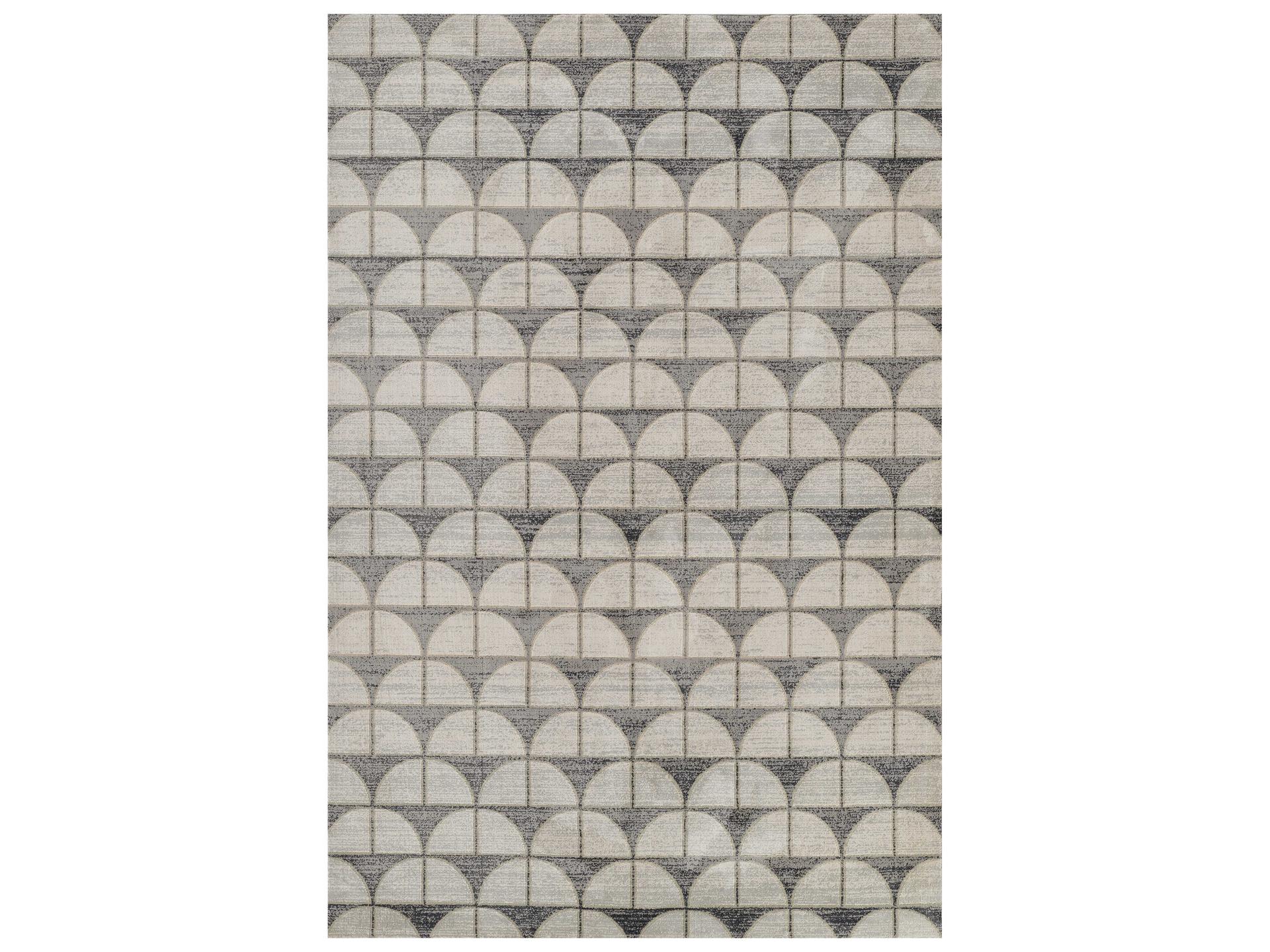 Edition Geometric Art Deco Area Rug in Charcoal Polyester