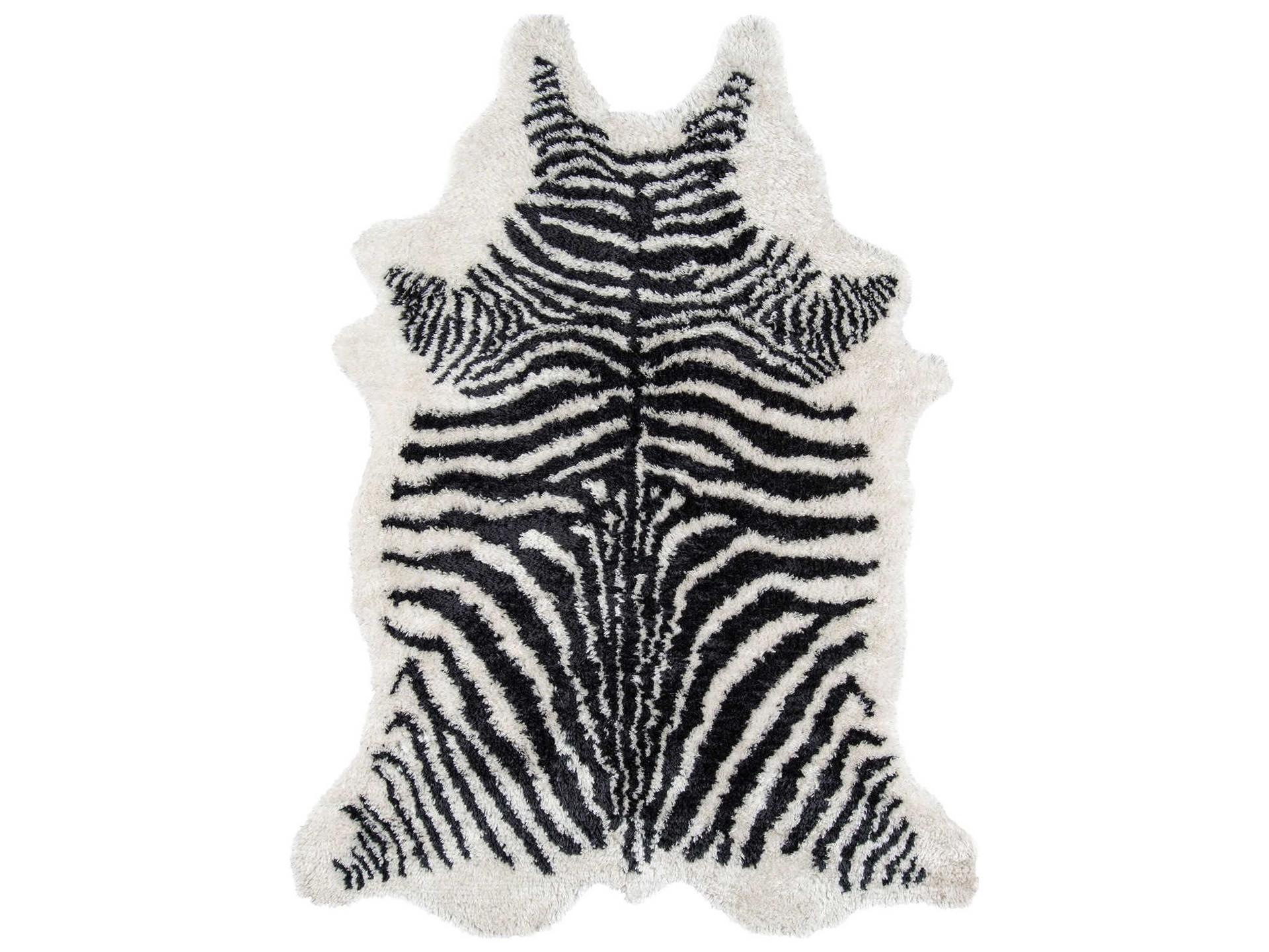 Kalahari KAL-1 Zebra Stripe Hand Tufted Polyester Area Rug in Black
