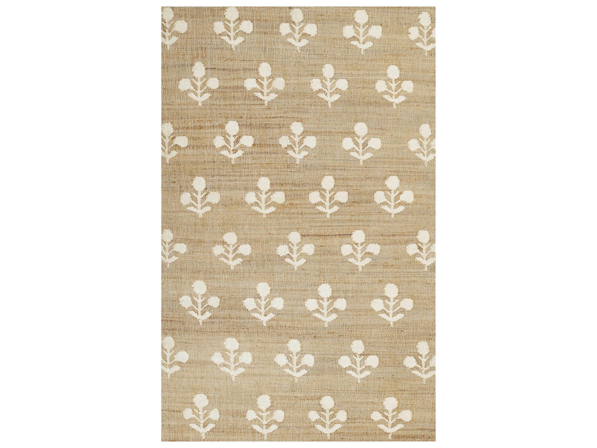 Orchard Bloom Handwoven Jute Wool Area Rug in Natural