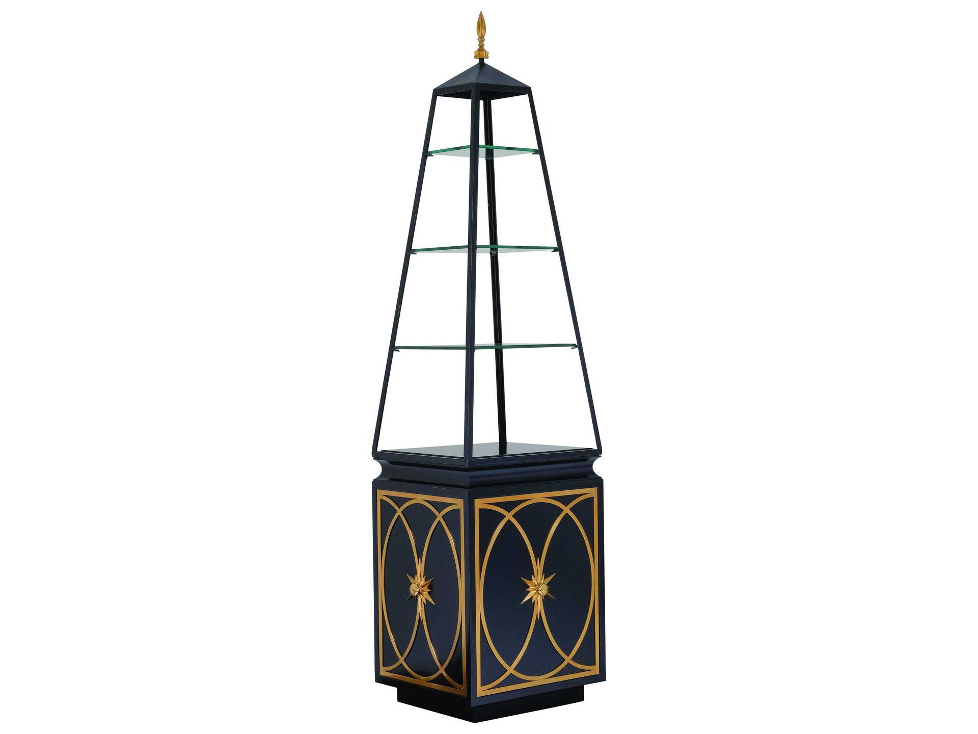Cleopatra's Needle Open Etagere with Black Lacquer and Soft Brass Accents