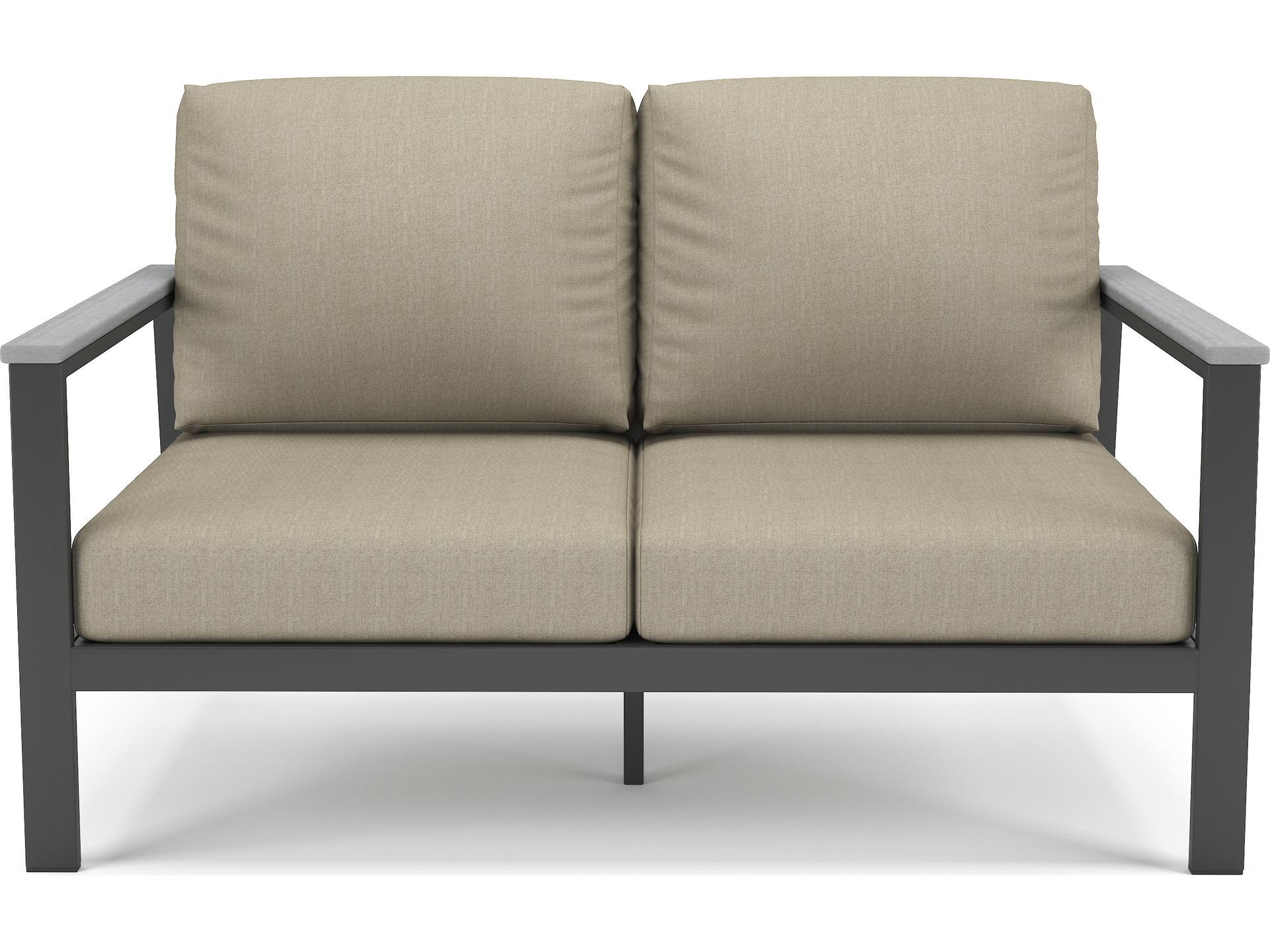 Hanover Slat Aluminum Outdoor Loveseat with PolyTuf Arms