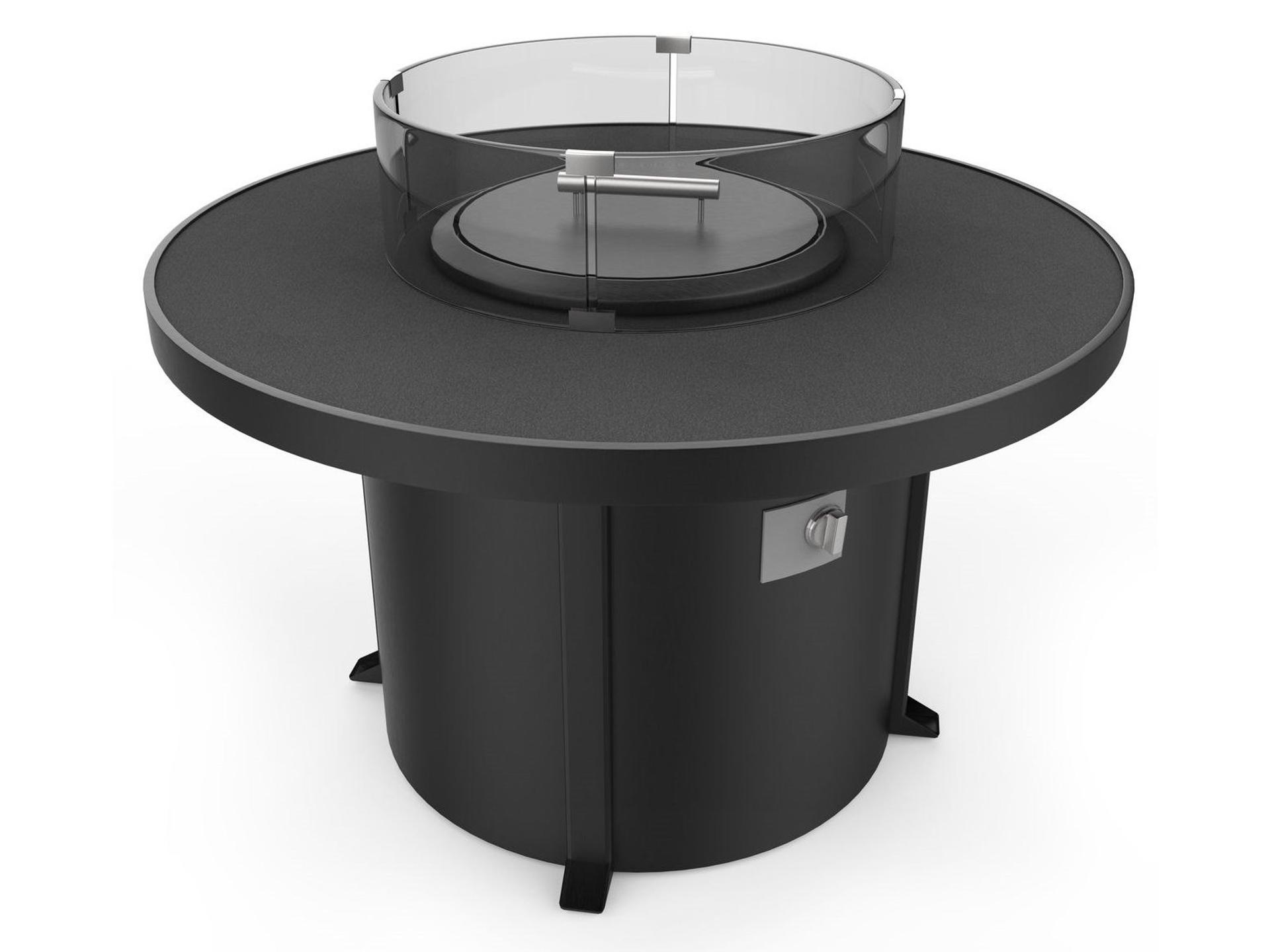 Universal Aluminum 42 Inch Round Fire Table with Dark Gray Cal Sil Top