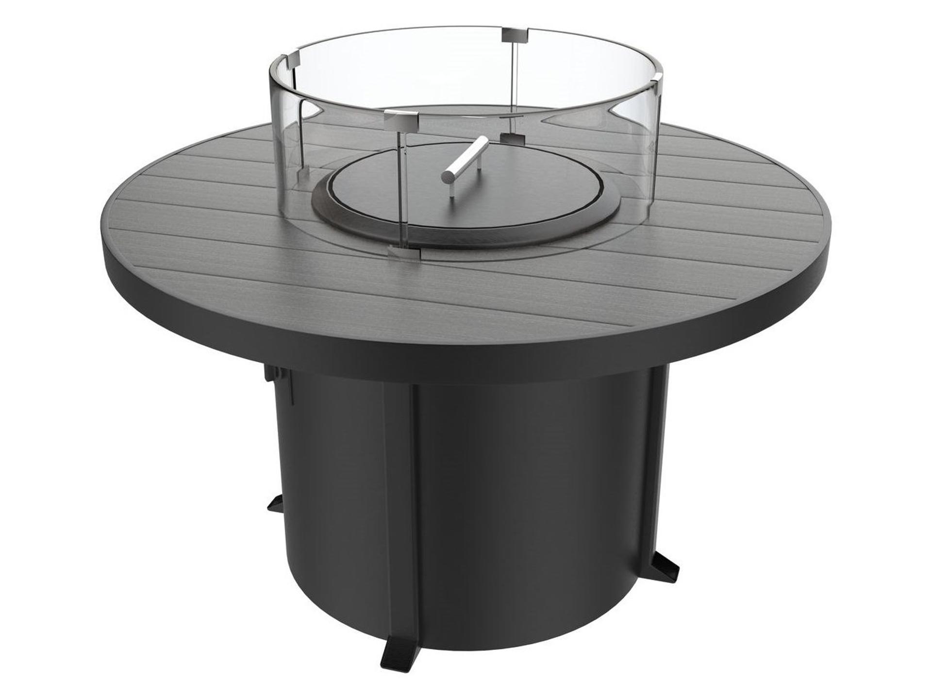 Universal Aluminum 42-Inch Round Fire Table with Coastal Gray Tangent Top